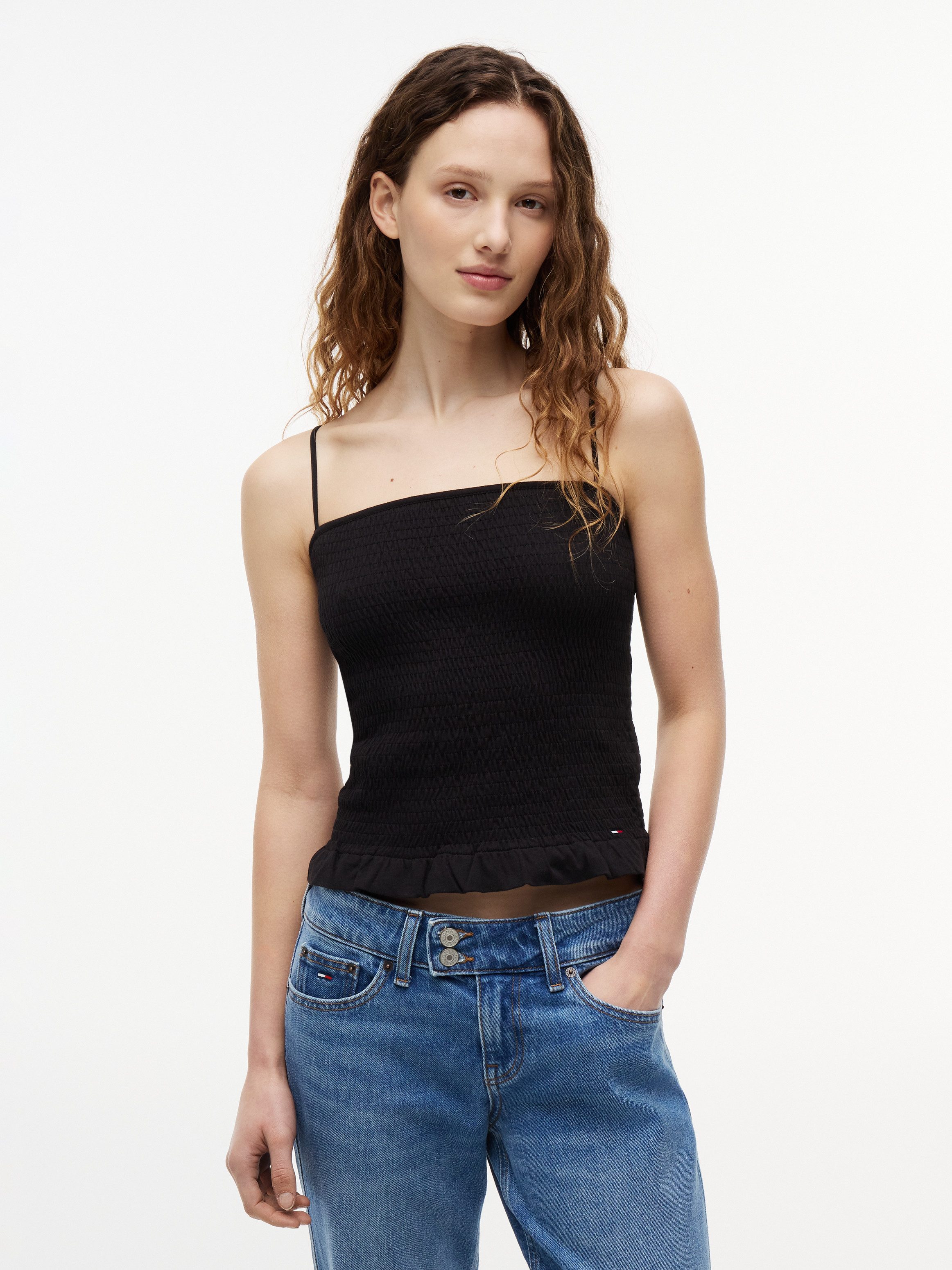 Tommy Jeans Smoktop TJW SLIM SMOCK STRAPPY TOP Baumwollmischung, slim fit