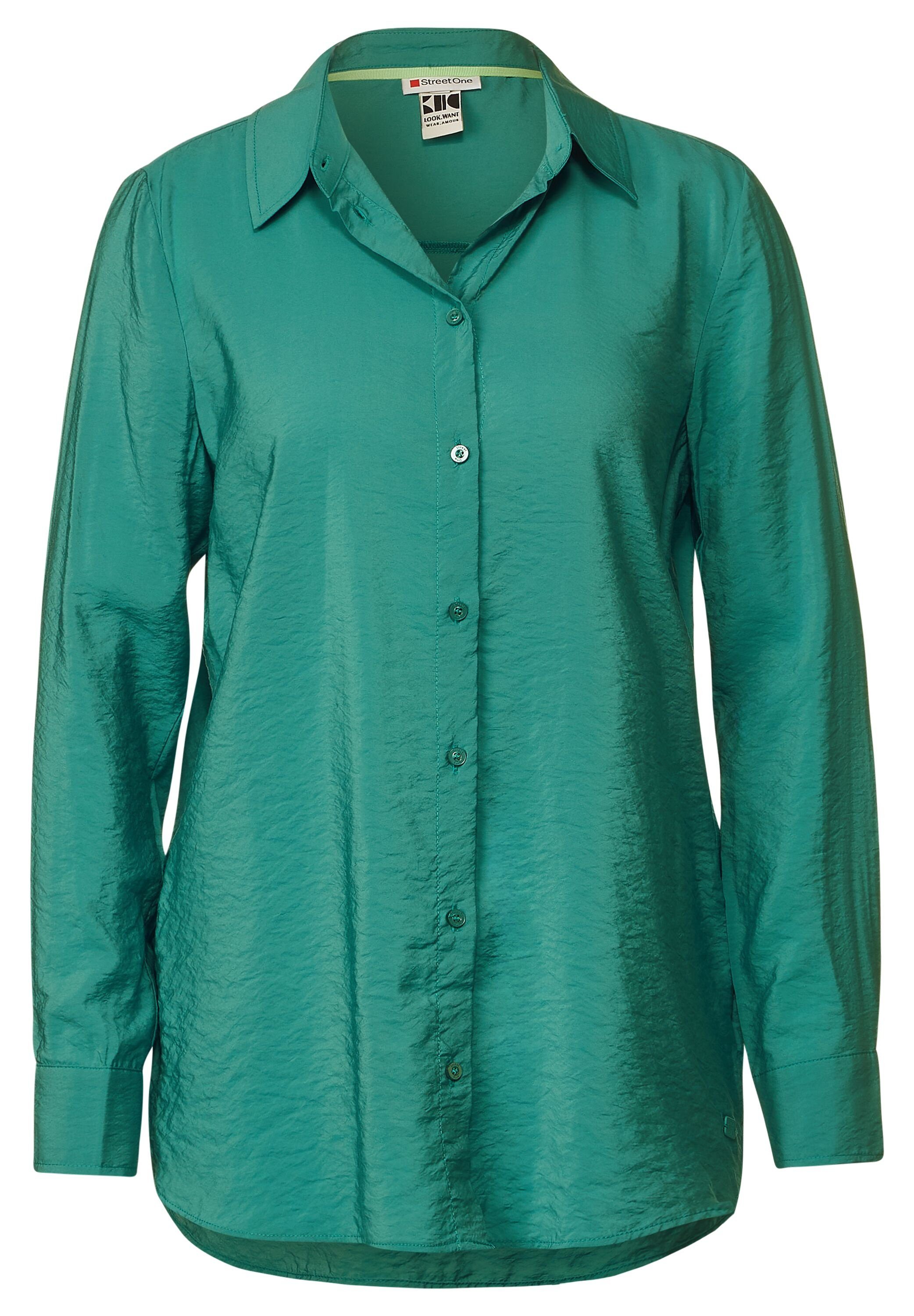 STREET ONE Klassische Bluse Bluse mit Knopfleiste lagoon green