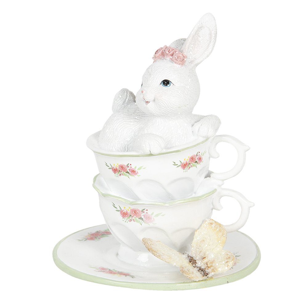 Clayre & Eef Osterhase Clayre & Eef Dekoration Kaninchen in Tasse 12x12x15 cm Mehrfarbig