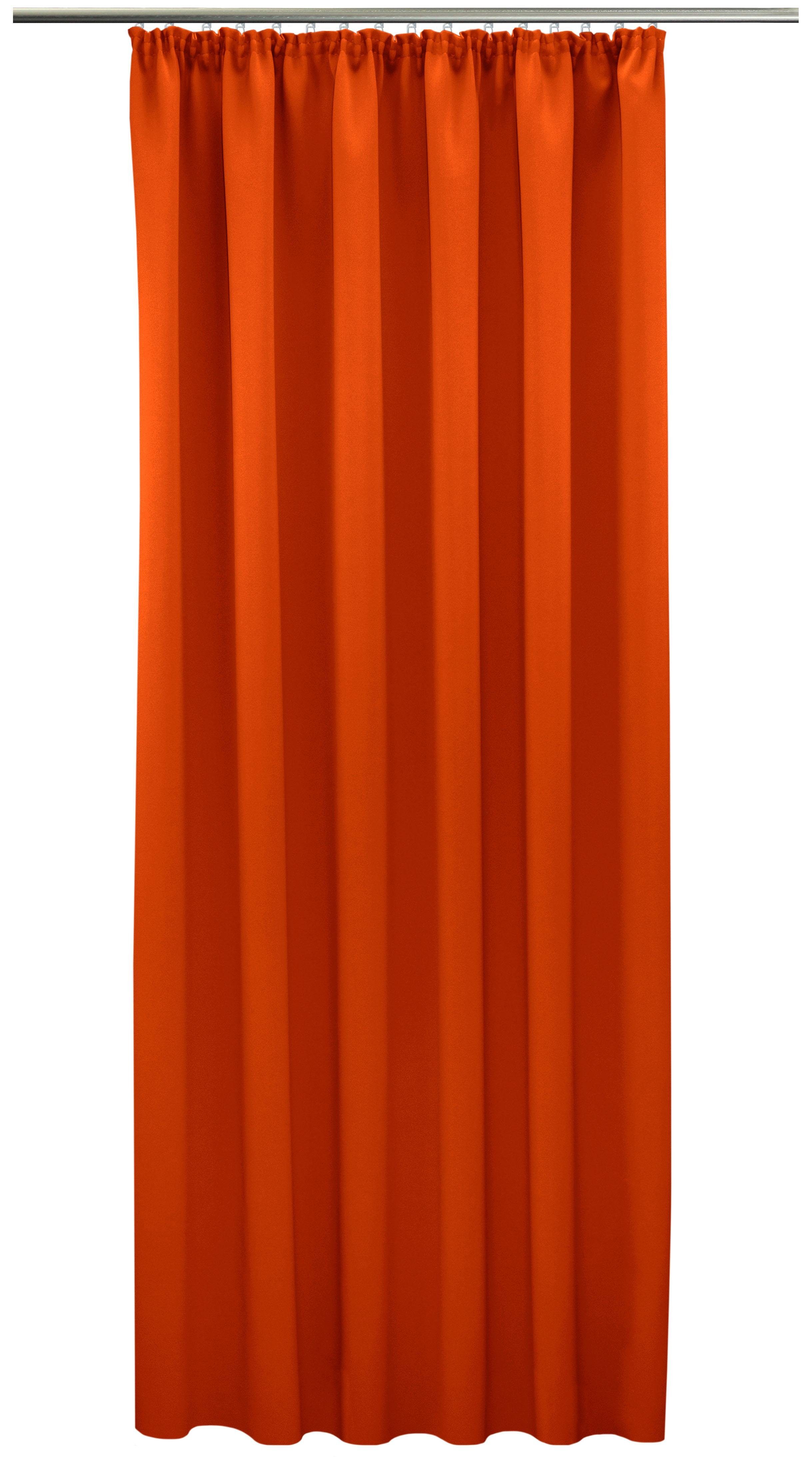 Vorhang Leon, VHG, Kräuselband (1 sparend, abweisend Wärmeschutz, Verdunkler, St), verdunkelnd, Kälte apricot Energie