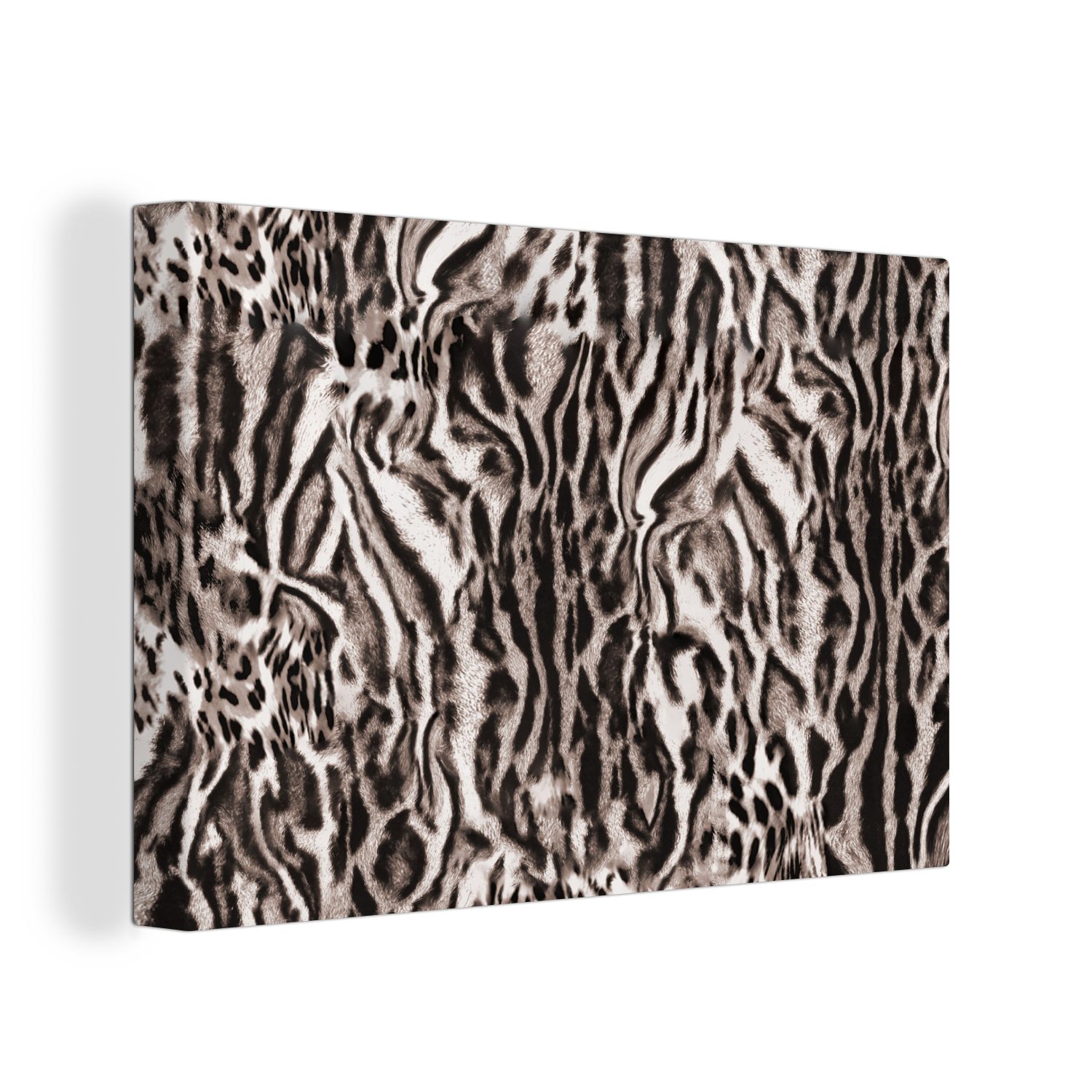 OneMillionCanvasses® Leinwandbild Panther Druck - Braun - Abstrakt, (1 St), Wandbild Leinwandbilder, Aufhängefertig, Wanddeko, 30x20 cm