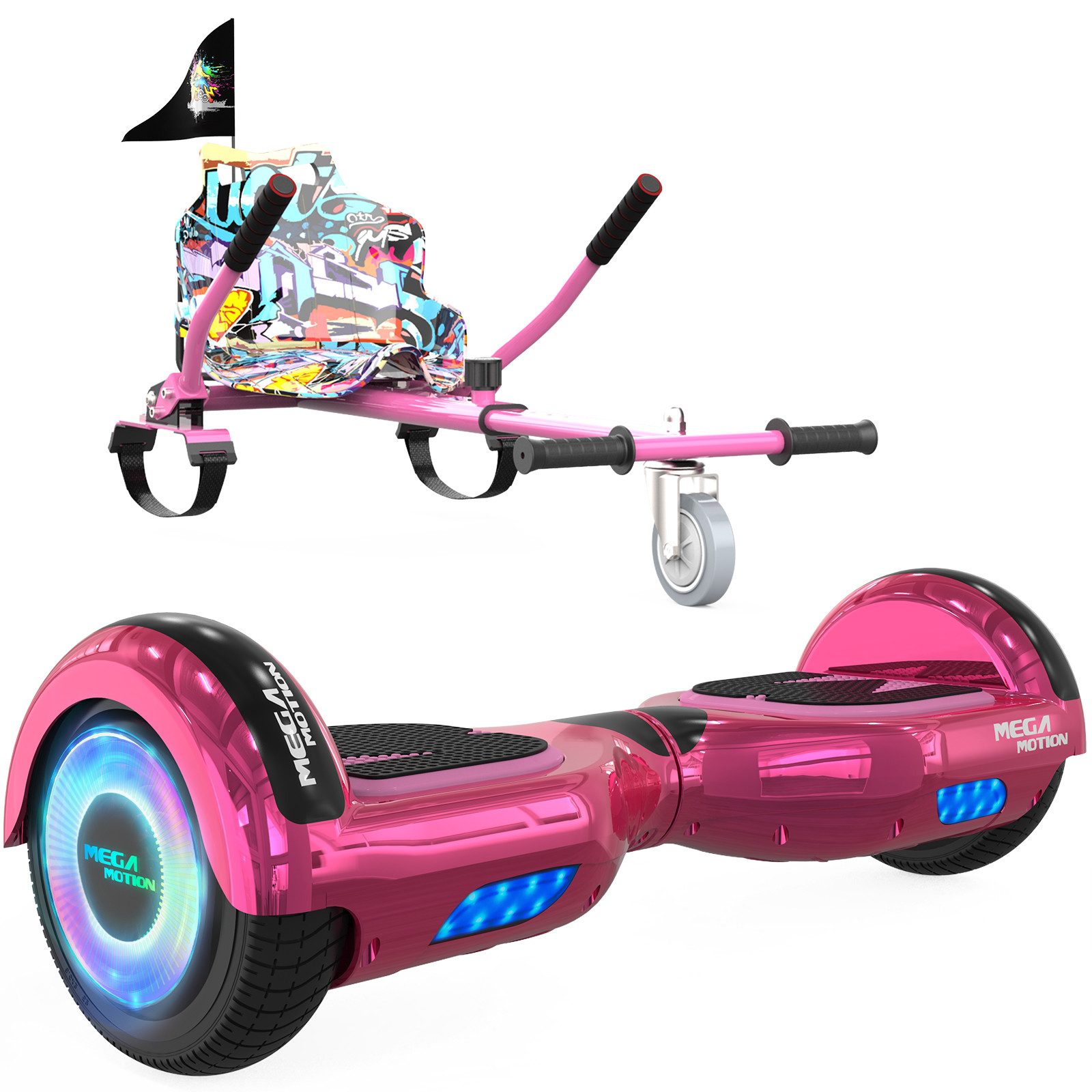 HITWAY Balance Scooter 6.5 Zoll Ховерборды Hoverkart Mit Sitz und Bluetooth und LED-Blitz, mit einem Go-Kart können Sie mehr Spaß haben.