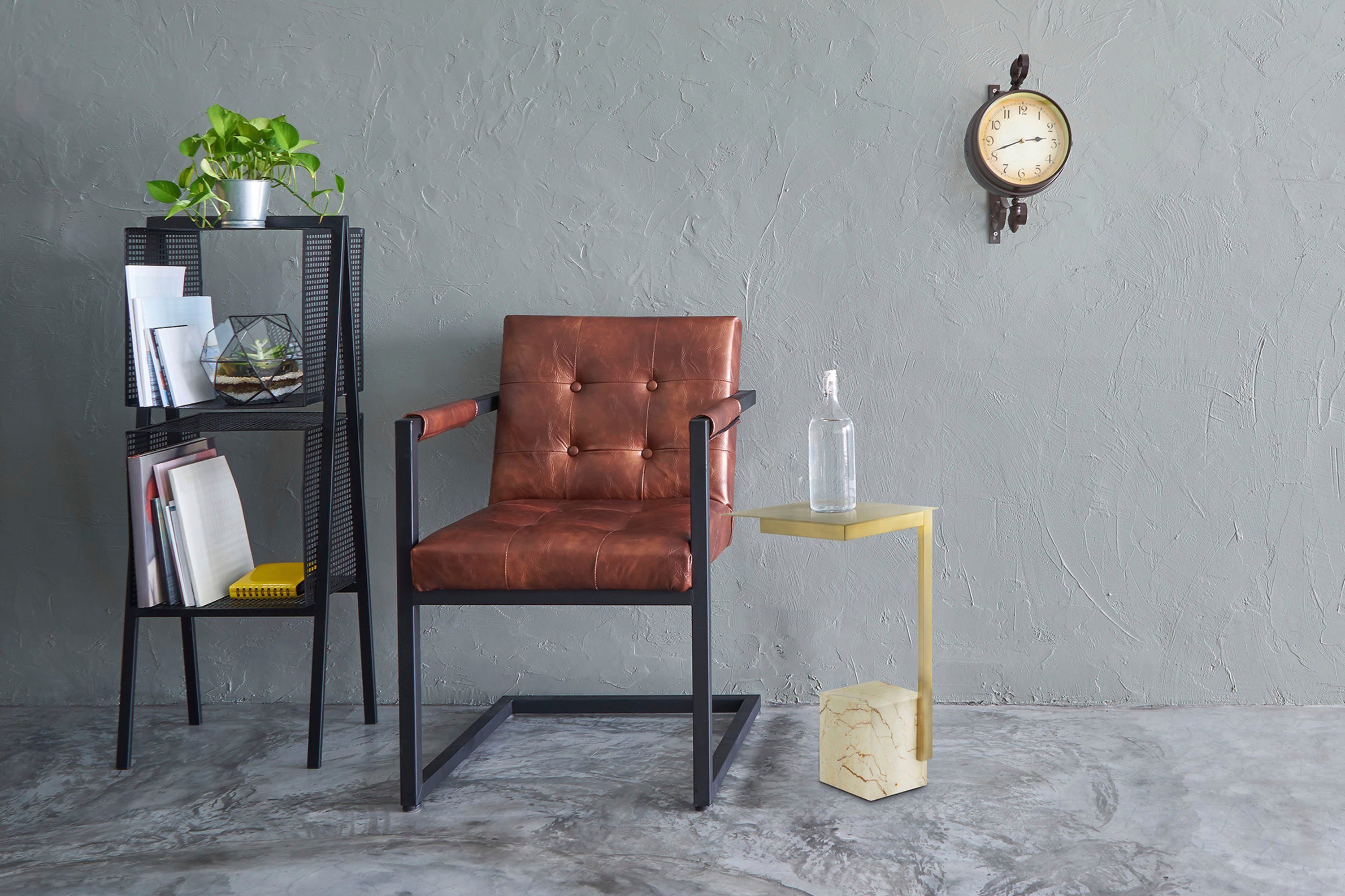 Kayoom Beistelltisch Rocio 225, Passender Marmorfuß in kantigem Design (1-St), Eckiger Marmorfuß, eckige Ablagefläche und Gestell aus Edelstahl