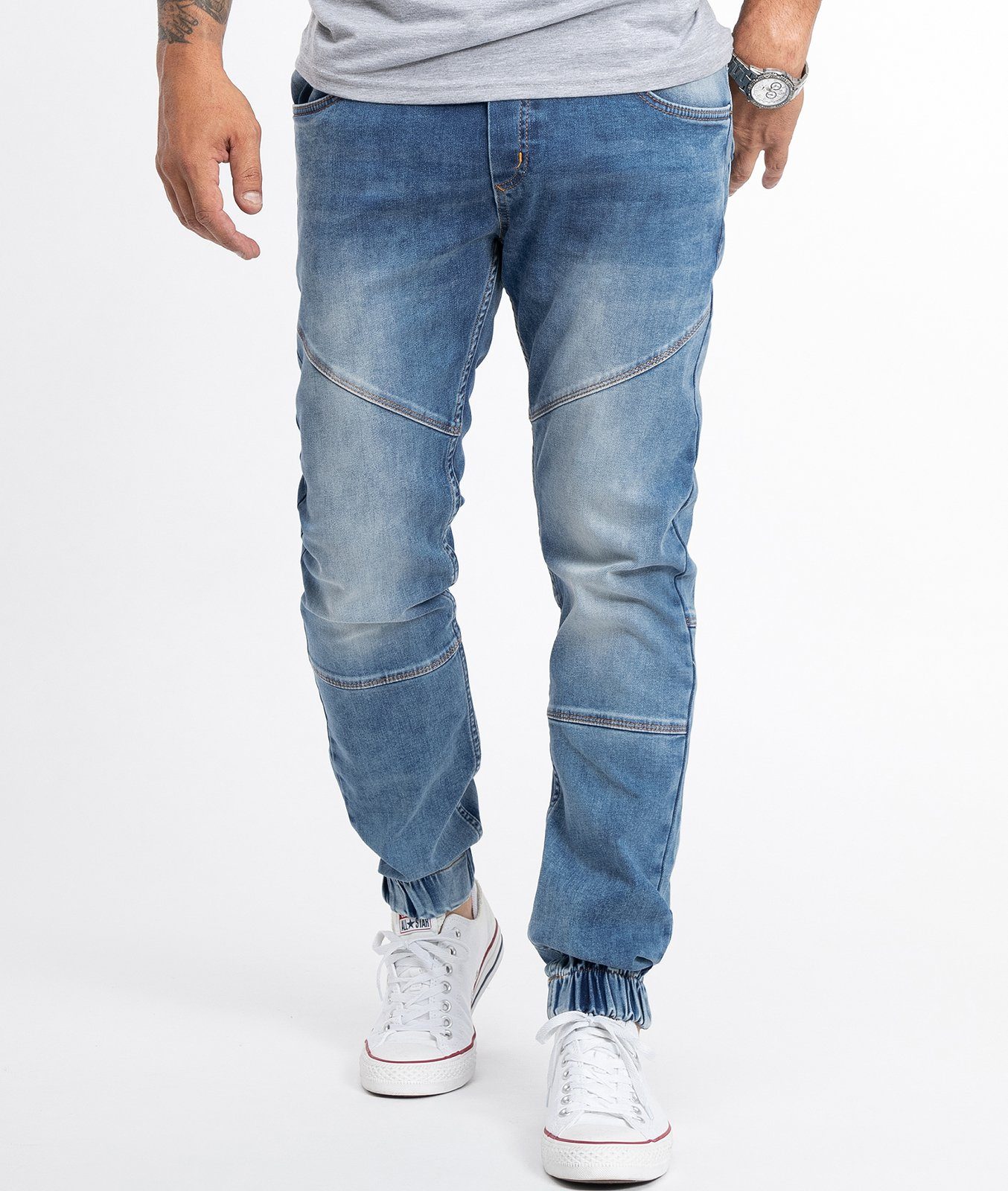 Rock Creek Tapered-fit-Jeans Herren Jeans Jogger-Style Blau RC-2184