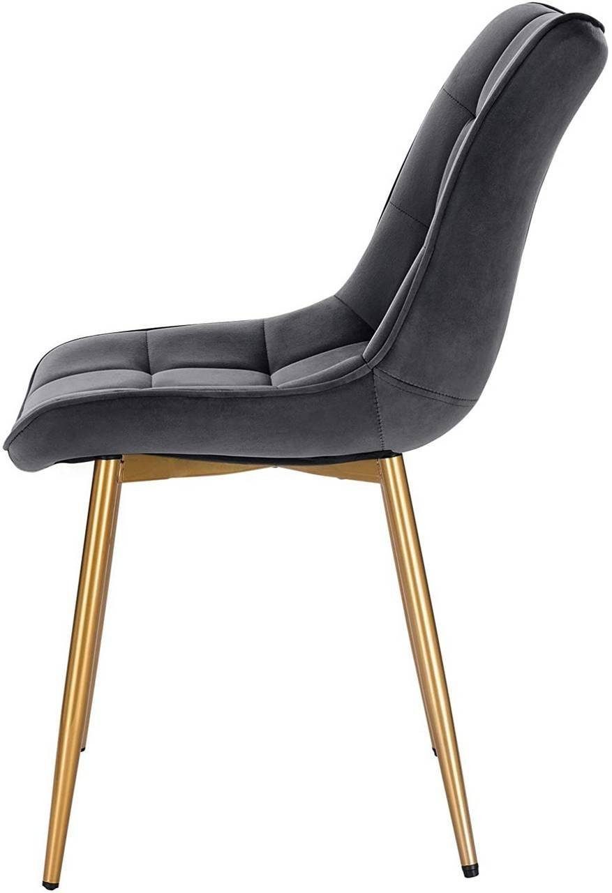 Woltu 4-Fußstuhl Gold Beine Metall Sessel, Esszimmerstuhl (2er-Set), grau