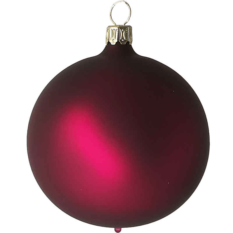 Thüringer Glasdesign Weihnachtsbaumkugel Christbaumkugel Set Fuchsia matt (6 St), mundgeblasen