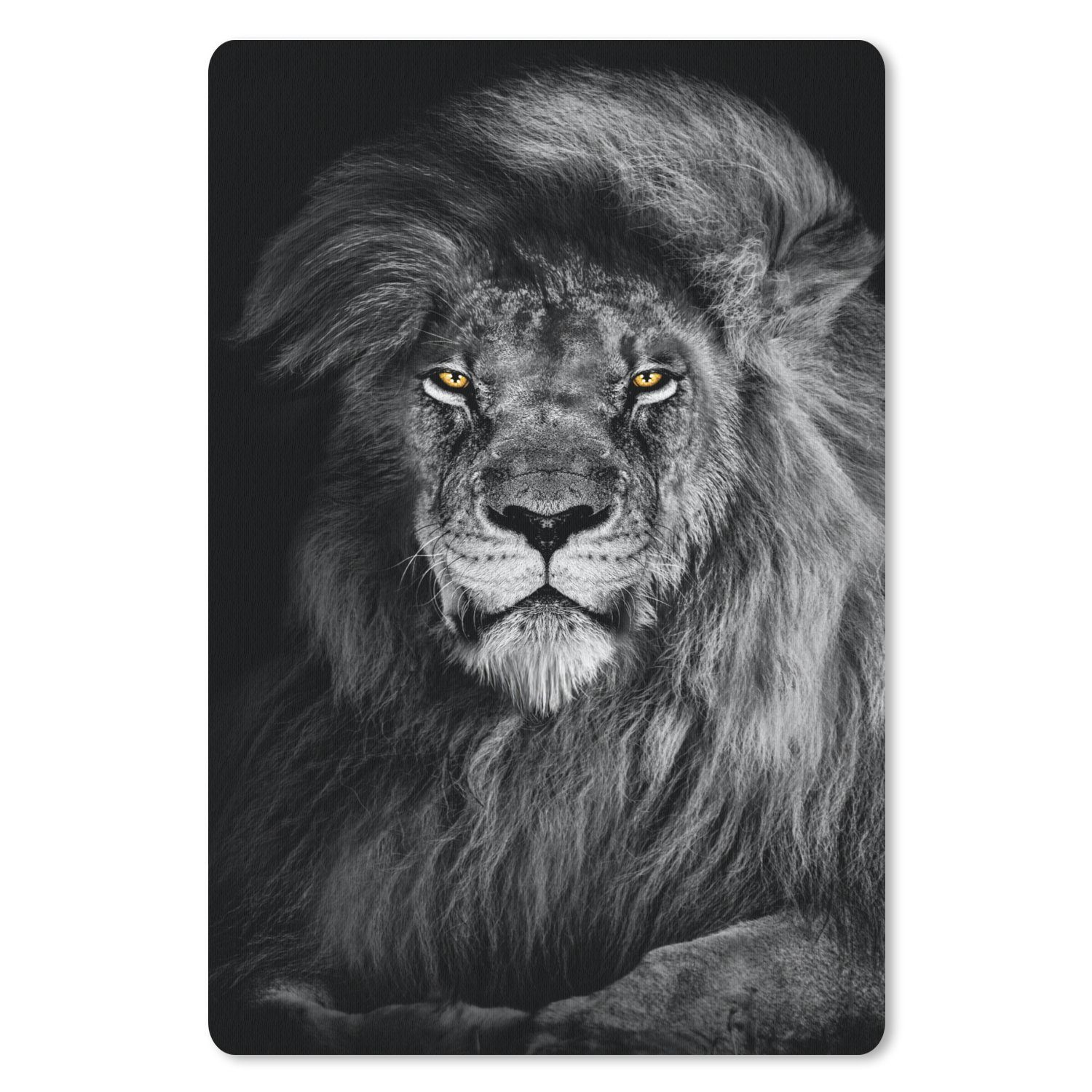 MuchoWow Mauspad Löwe - Augen - Orange - Schwarz und weiß - Tiere - Porträt (1-St), Maus Pad Klein, Gaming Zubehör, Büro Deko, 18x27 cm