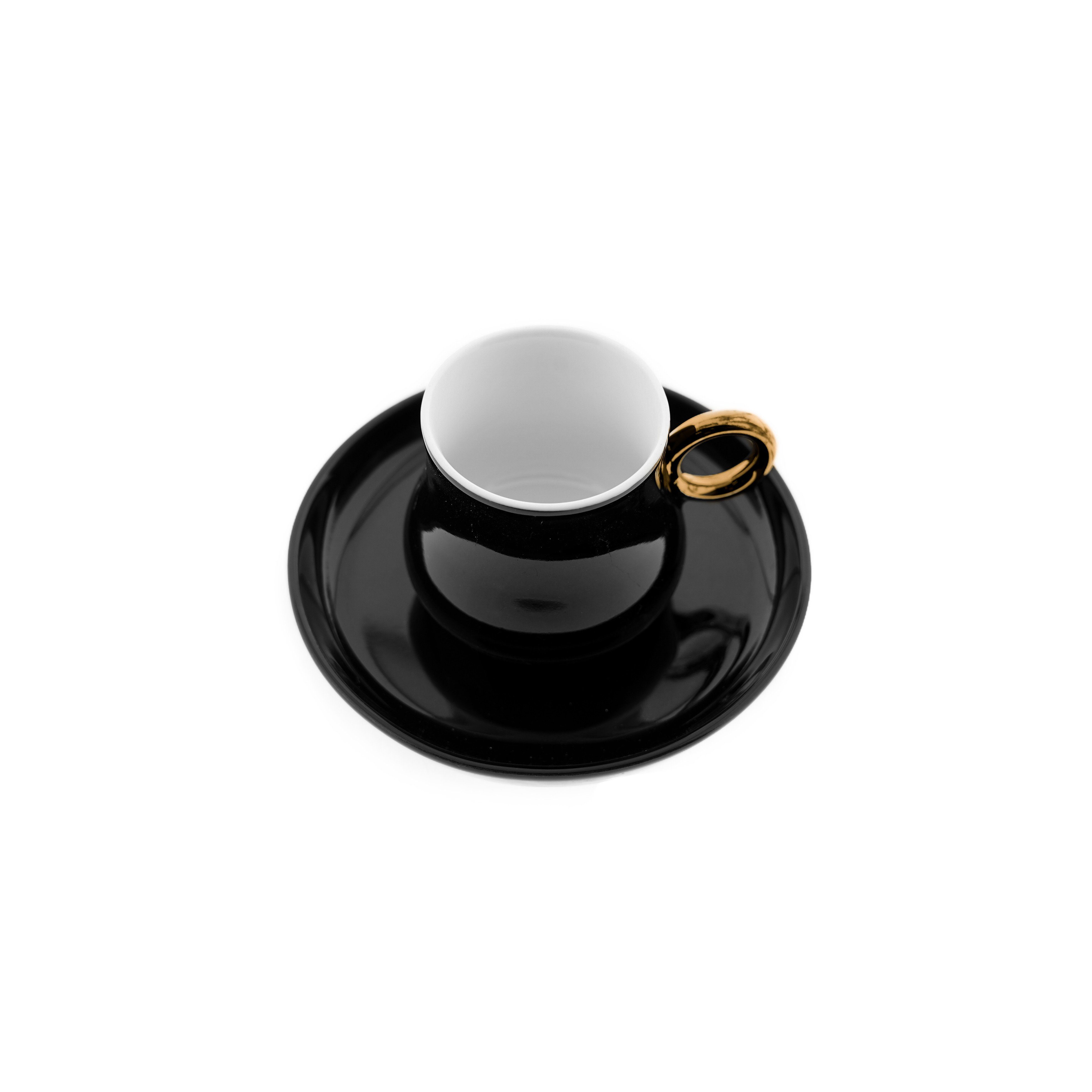 Mulex Espressotasse 12 Tlg Set Mokkatassen mit Untertasse aus Porzellan 80 ml