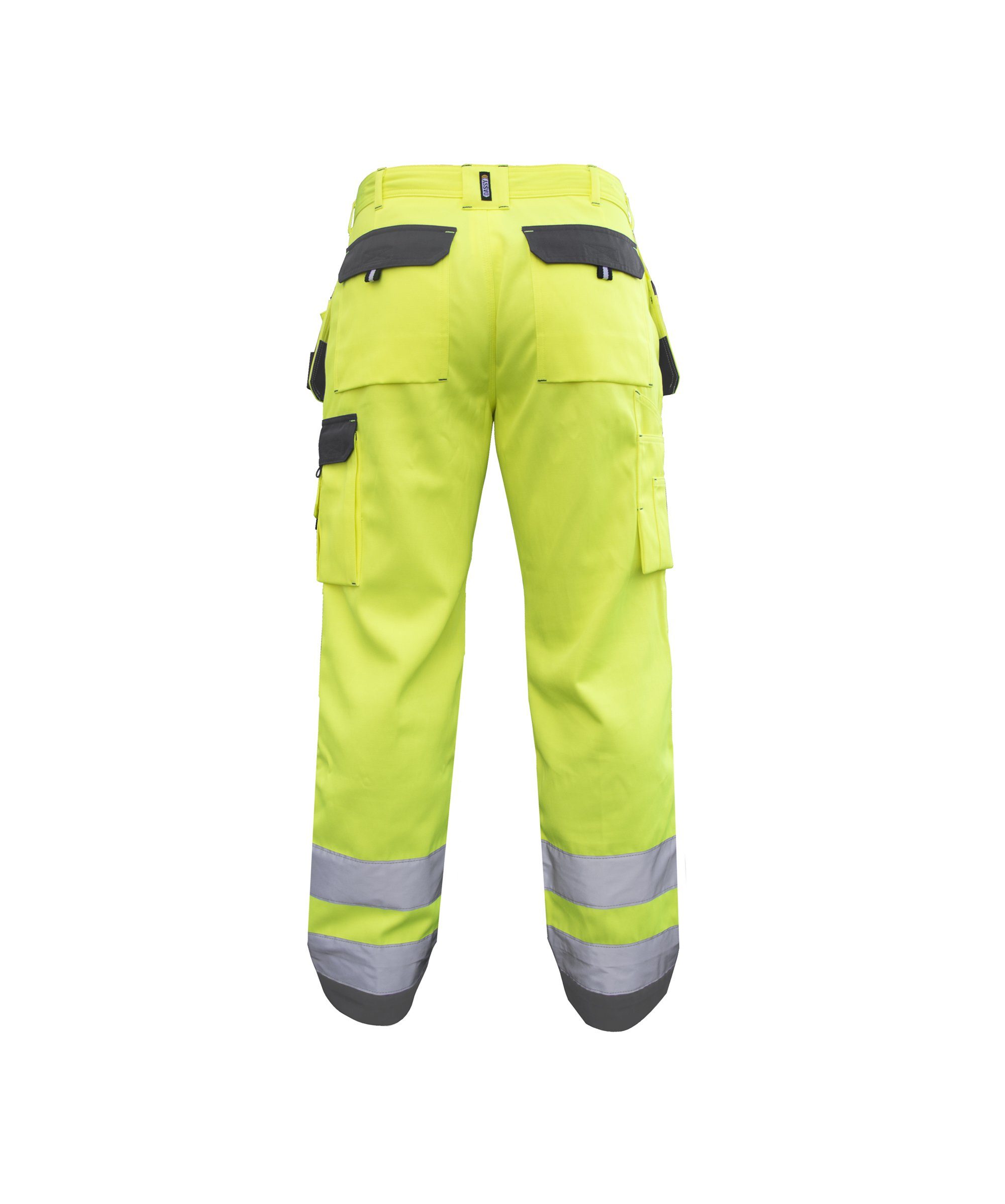 Dassy Arbeitshose Warnschutzhose mit Kniepolstertaschen und (1-tlg) Holstertaschen Glasgow neongelb/zementgrau