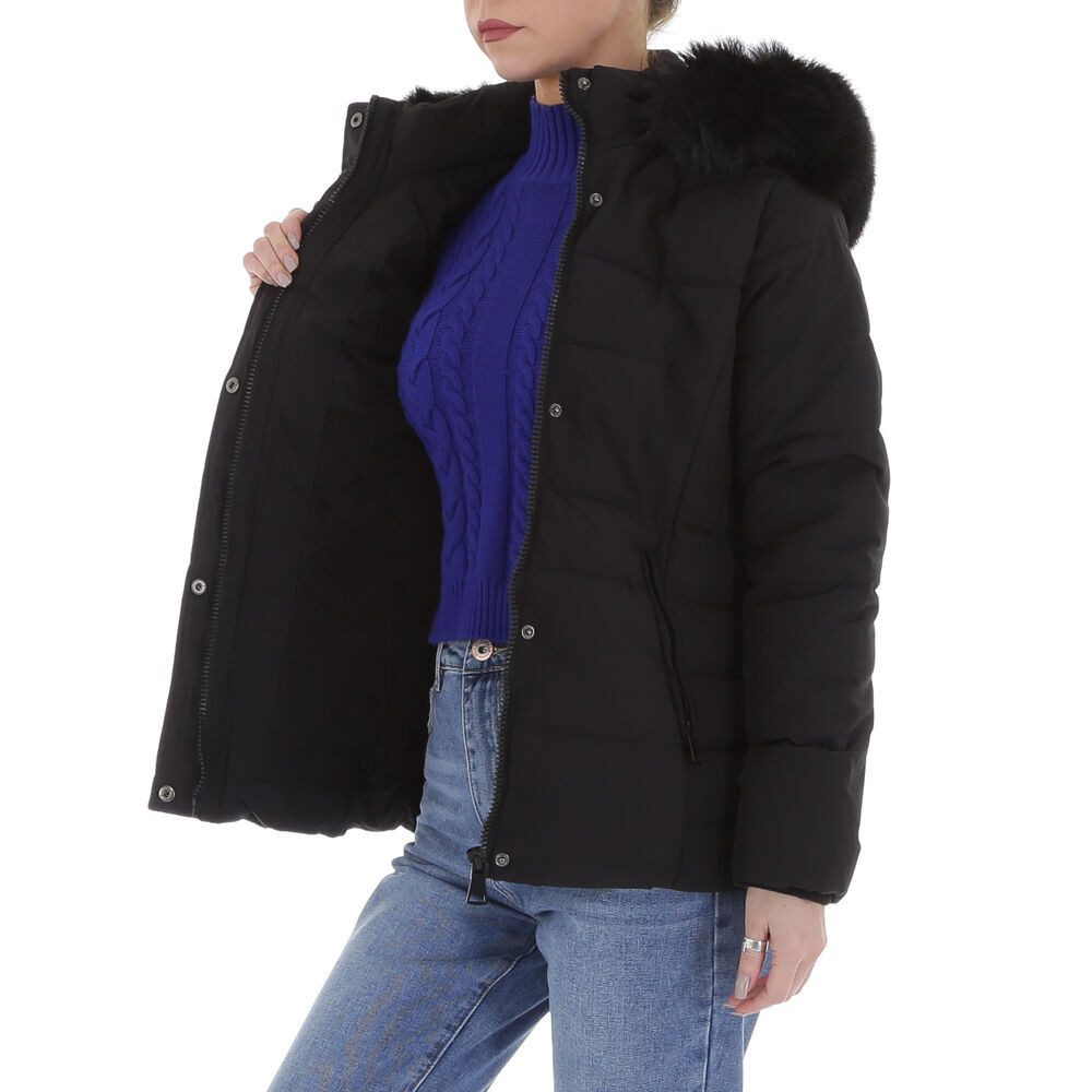 Ital-Design Winterjacke Damen Freizeit (87256712) Kapuze (abnehmbar) Gefüttert Winterjacke in Schwarz