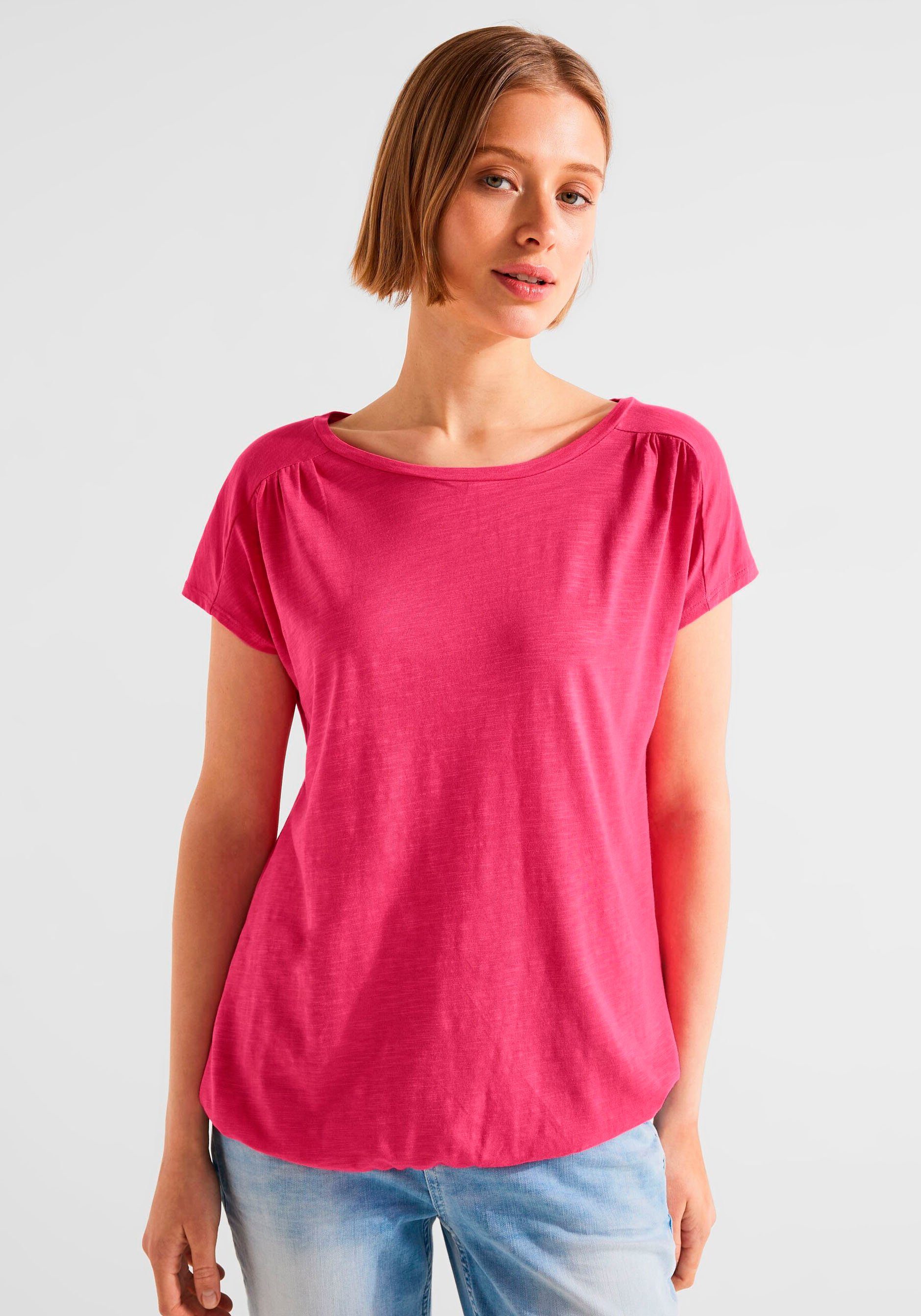 STREET ONE T-Shirt mit elastischem Saum für perfekten Sitz berry rose