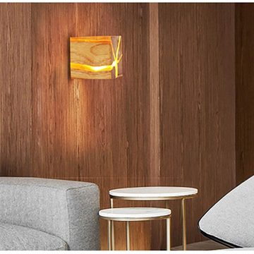 Daskoo LED Wandleuchte 2 Stück Wandleuchte Cube Wandlampe Holz Retro für Wohnzimmer, Flur