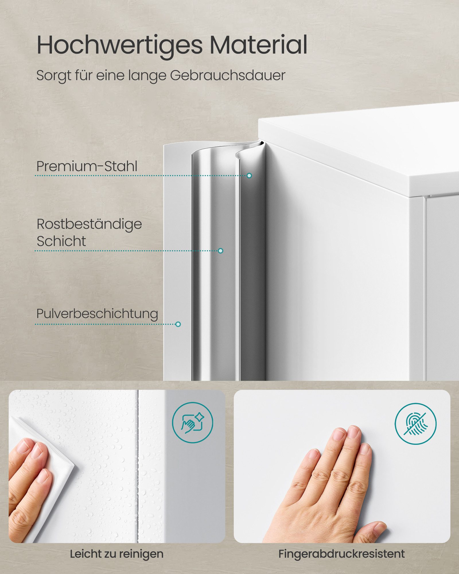 SONGMICS Aktenschrank Mehrzweckschrank, Stahl-Aufbewahrungsschrank, 5 Ebenen 4 Türen, 40 x 60/80 x 180 cm, 2 Schlösser, verstellbare Ablagen – Bild 5 von 5