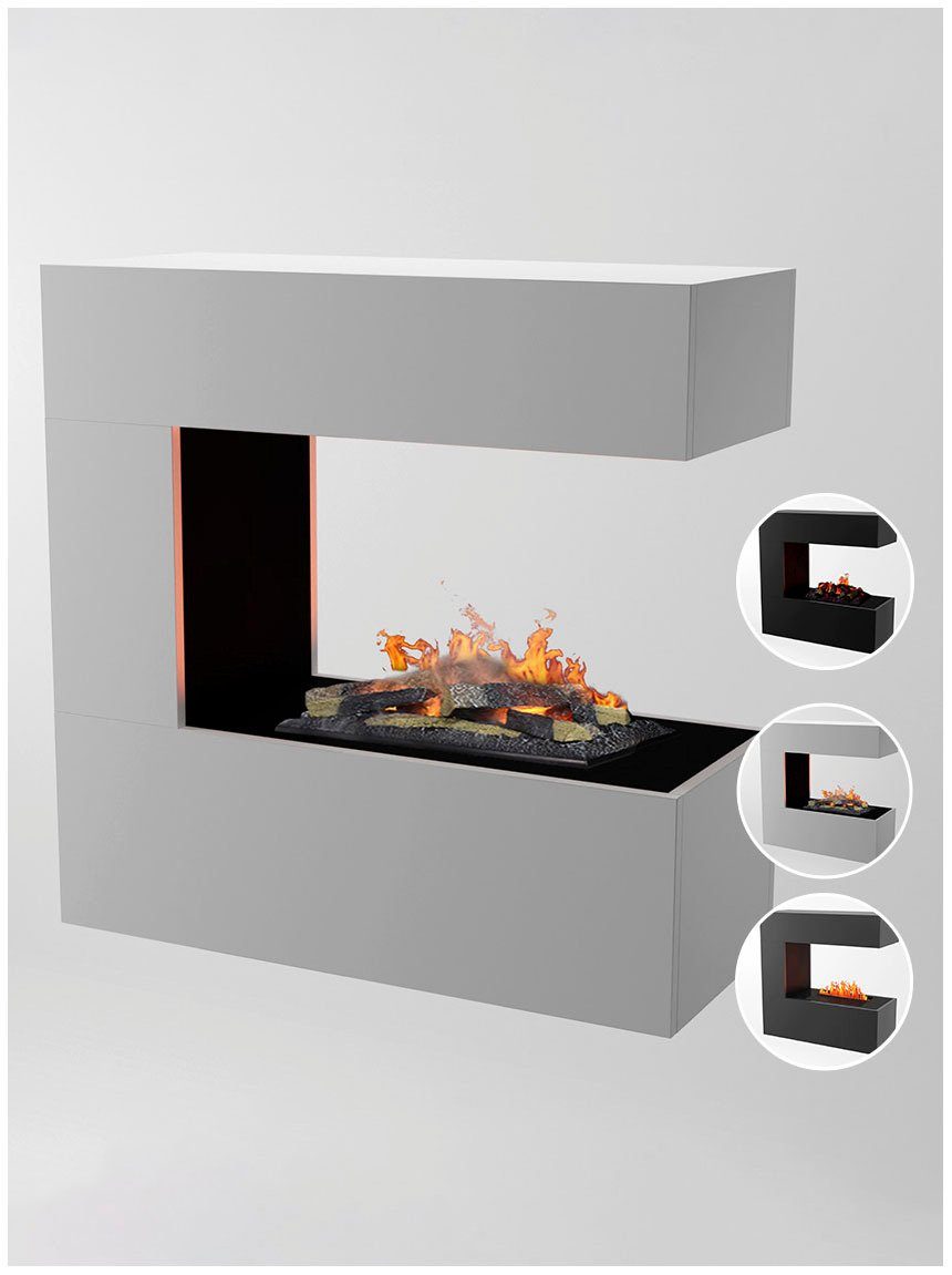 »Schiller, hängend«, weiß 3D Feuer mit Elektrokamin integriertem FIRE GLOW Knistereffekt mit Wasserdampfkamin
