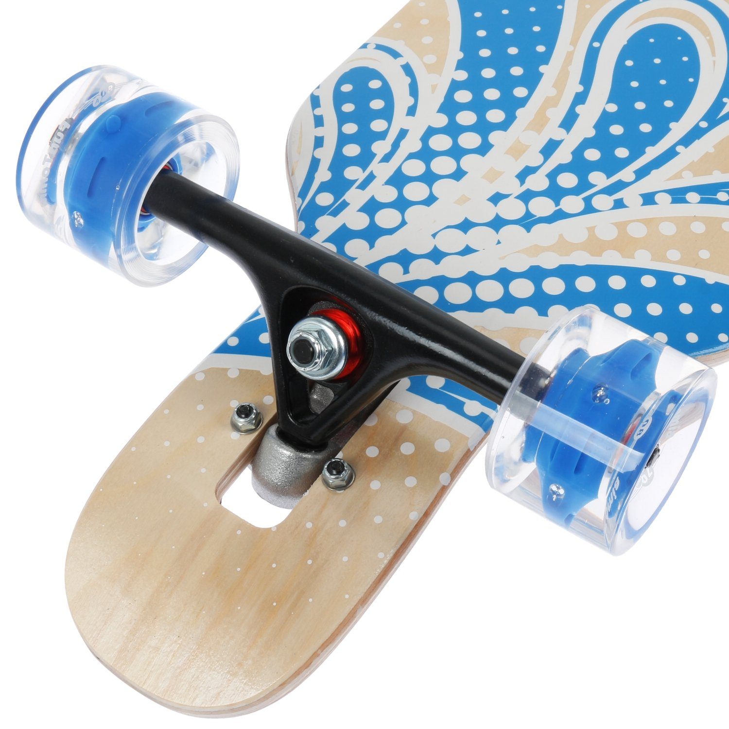 Komplettboard Tip LED 3 in 2 ABEC-9 Longboard Flex Flex Drop T-Tool Blume Stufen Longboard Cruiser + Kugellager, Speed Camber Ahornholz Through bis Mach1 Tip Skateboard 84kg - - Twin Twin mit Camber Rollen FunTomia Blau und LED / 25