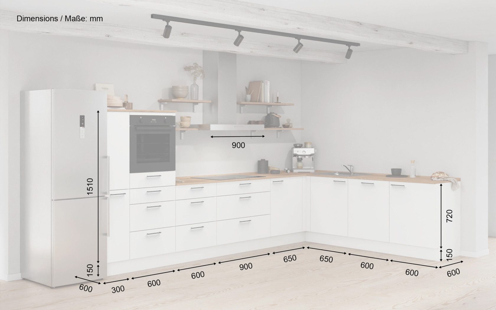 nobilia® Winkelküche Kaerlek, individuell anpassbar, gratis Küchenplanung mit Profis, (Breite 613.2 cm), vormontiert, wahlw. mit E-Geräten, inkl. Lieferung