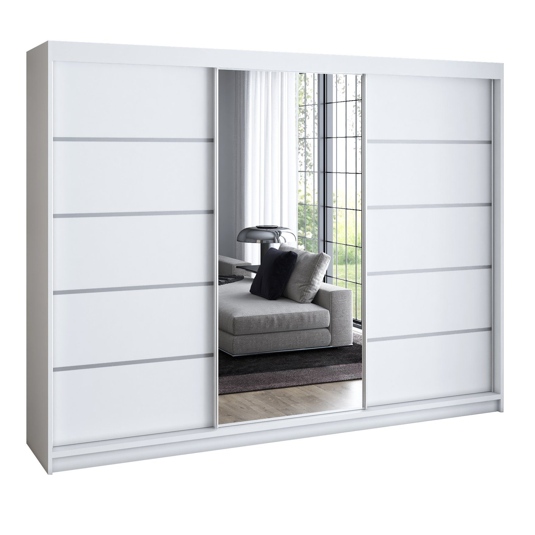 A&J MöbelLand GmbH Schiebetürenschrank VILUNO mit 4 Schubladen und Spiegel günstig online kaufen