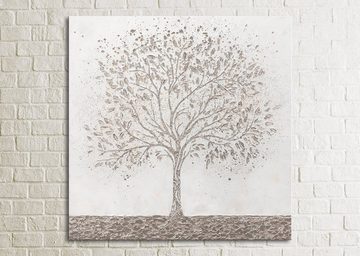 YS-Art Gemälde Stammbaum, Abstrakte Bilder, Leinwand Bild Handgemalt Baum Famile Stammbaum