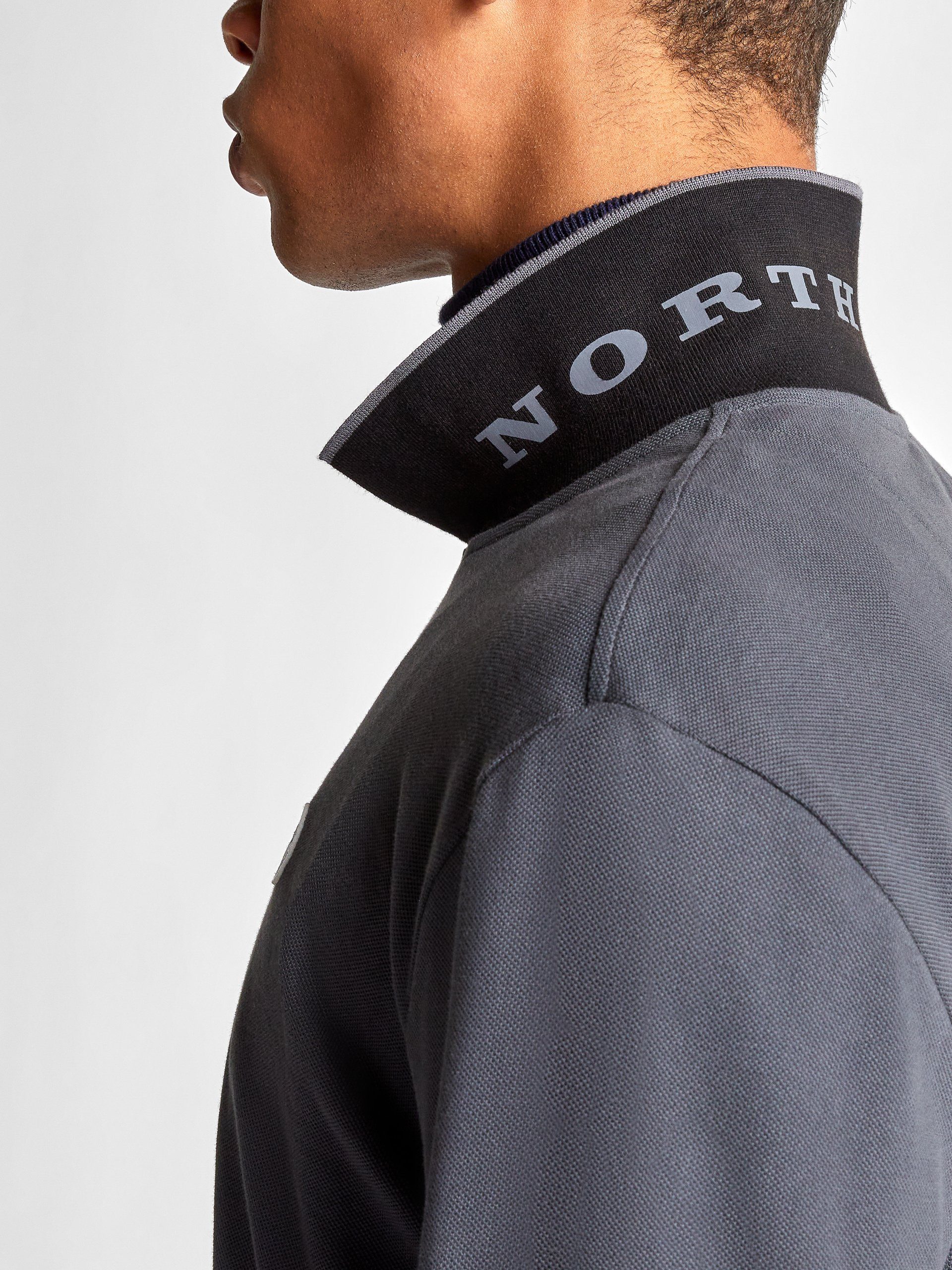 North Sails Poloshirt mit Kontrastbesatz ASPHALT