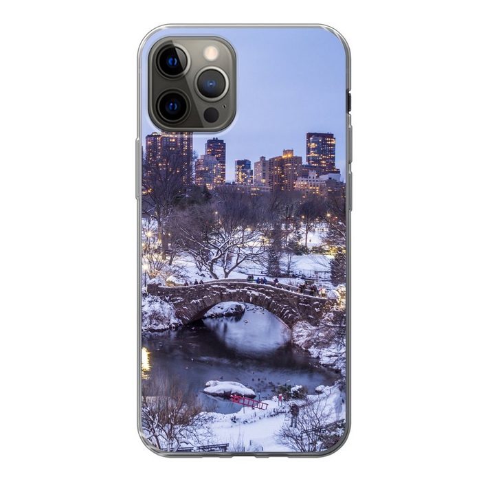 MuchoWow Handyhülle New York - Central Park - Winter Handyhülle Apple iPhone 12 Pro Smartphone-Bumper Print Handy