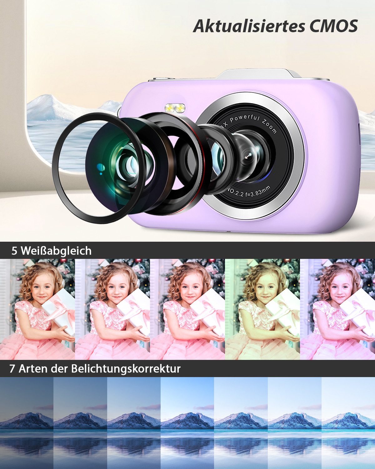 FANNOU Kompaktkamera (64 MP, 4K Autofokus Fotoapparat Digitalkamera 18X Digitalzoom Vlogging Kamera)