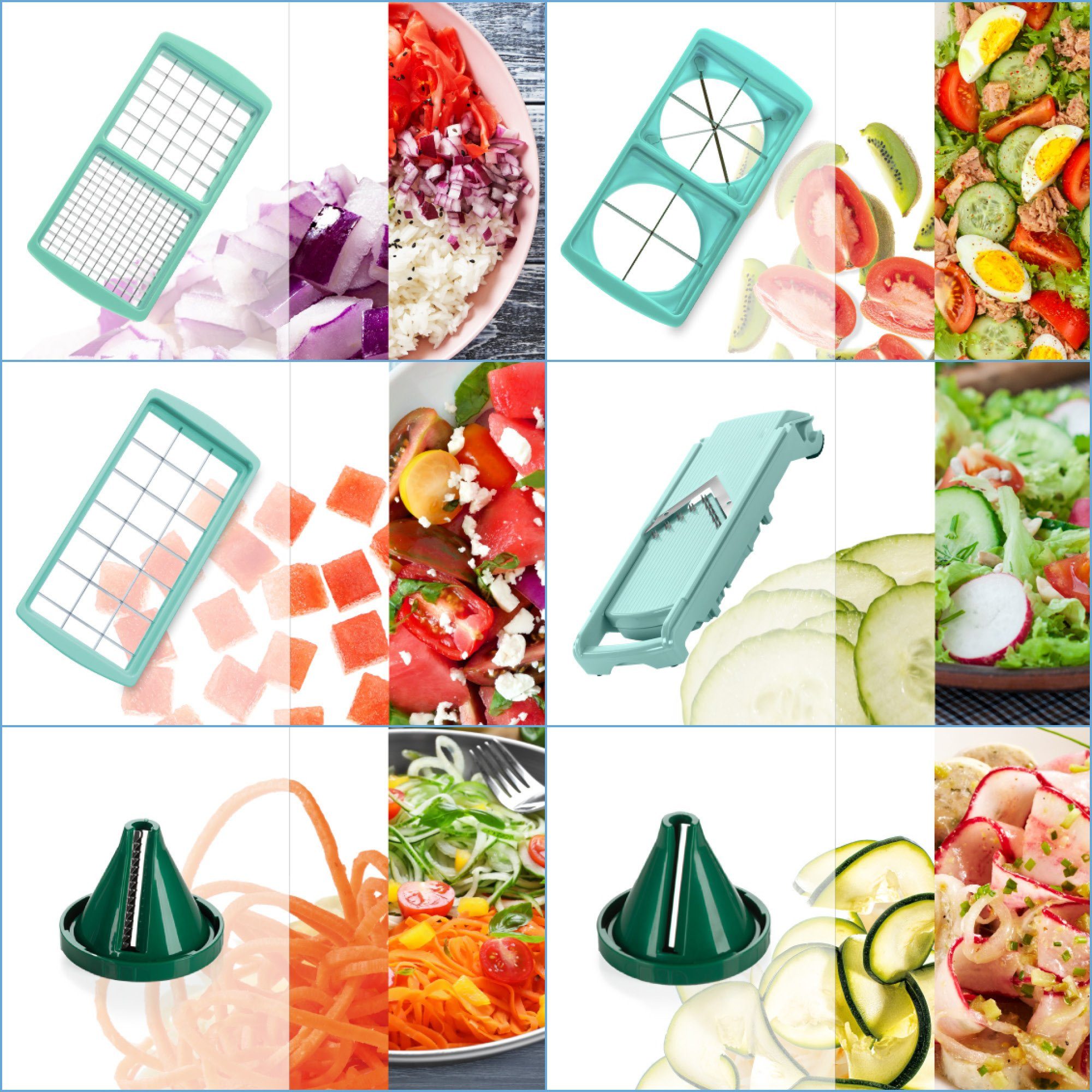 Genius Gemüseschneider Genius Nicer Dicer Fusion Smart Set (23 Teile) inkl. Twist, rubinrot, 23 Teile, Würfel, Stifte, Gemüsehobel mit 1250ml Fassungsvolumen