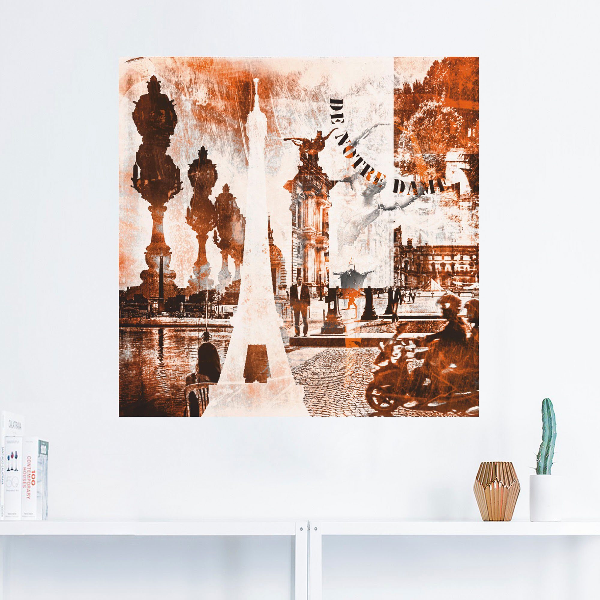 Artland Wandbild Paris Skyline Architektonische in Wandaufkleber oder versch. St), abstrakte Leinwandbild, (1 als Größen Poster Collage, Elemente