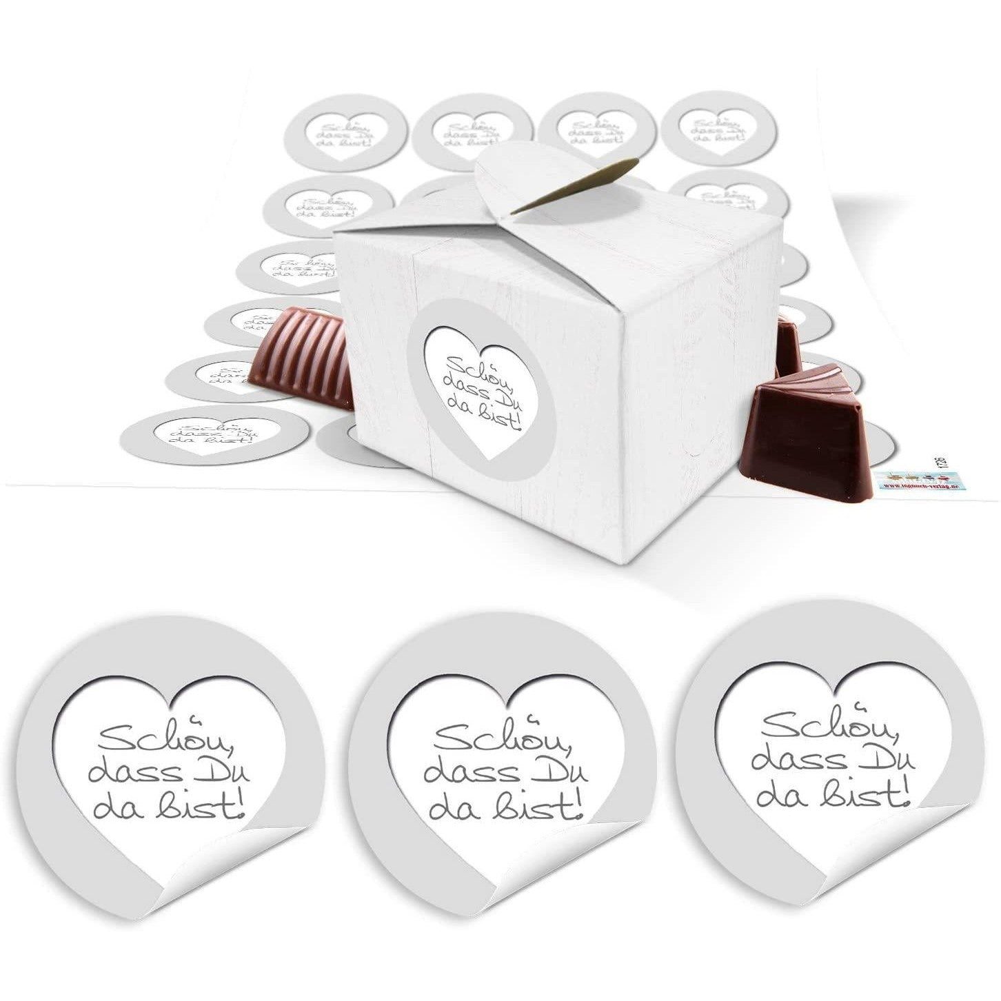 Logbuch-Verlag Dekofigur Geschenk-Schachtel Schön Dass Du Da Bist Mini-Schachtel grau weiß