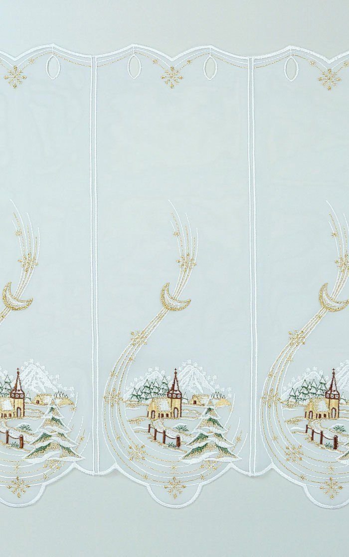 St), (1 Spitze®, Scheibengardine transparent, Winter, Plauener 34x49.2cm Dorfkirche im HxB