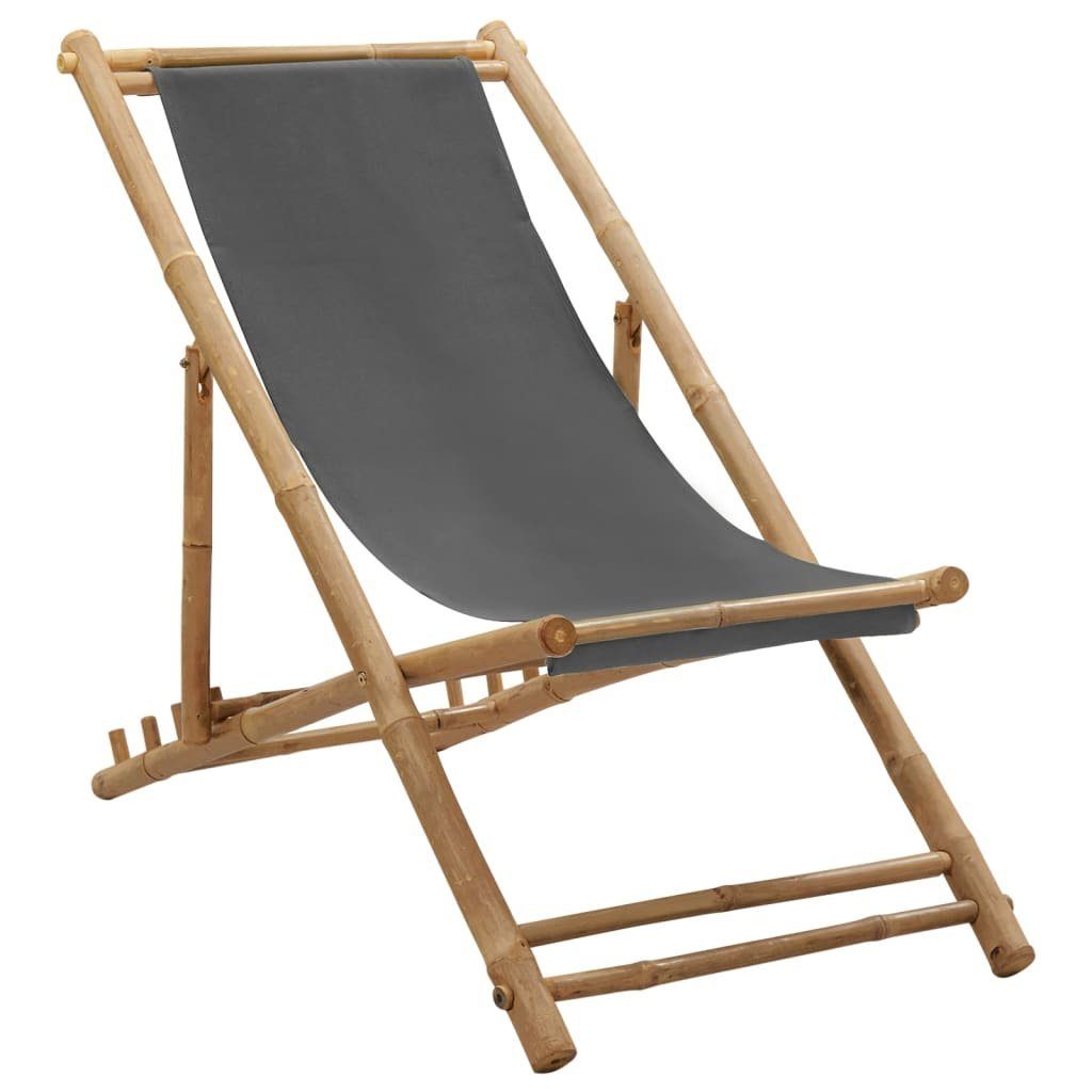 vidaXL Gartenstuhl Liegestuhl Bambus und Segeltuch Dunkelgrau (1 St) | Stühle