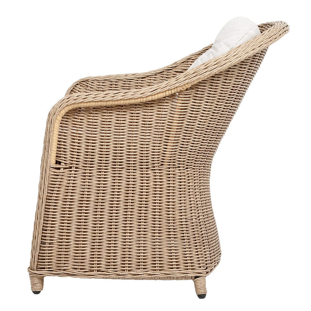 LebensWohnArt Gartenstuhl 2er Set Sessel BELLA rundes Polyrattan Natural Gartenstuhl