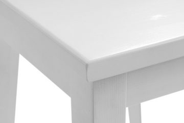 Home4You Sitzhocker, Weiß, Lackiert, Kiefernholz massiv, mit Mittelstrebe, B 33 x H 45 x T 33 cm
