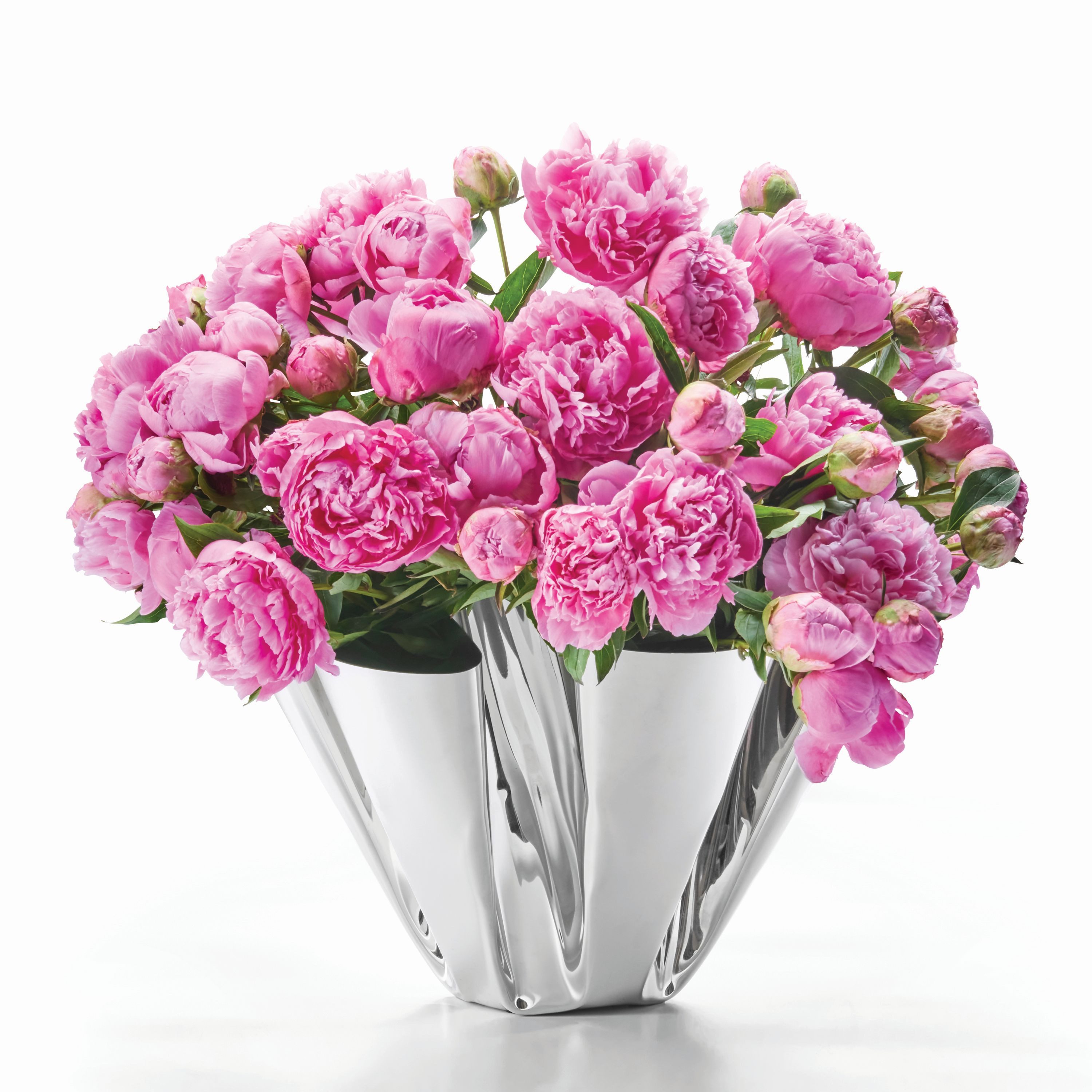 PHILIPPI Dekovase Margeaux, Handgefertigt, Edelstahl, Wellenform, Silberfarben, 37 x 34 x 25cm