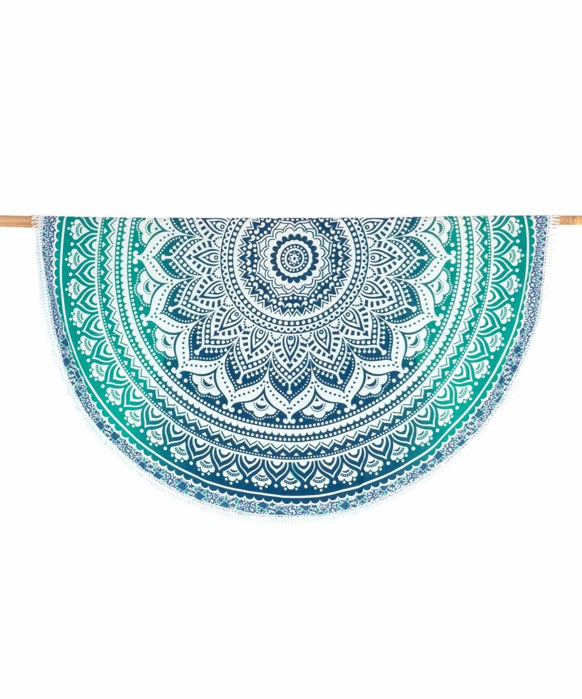 Picknickdecke Strandtuch Ombre Mandala boho Style Ø 185 cm, Karmandala, Weiches Strandtuch für unterwegs. Schön, praktisch, vielseitigq – Bild 2 von 5