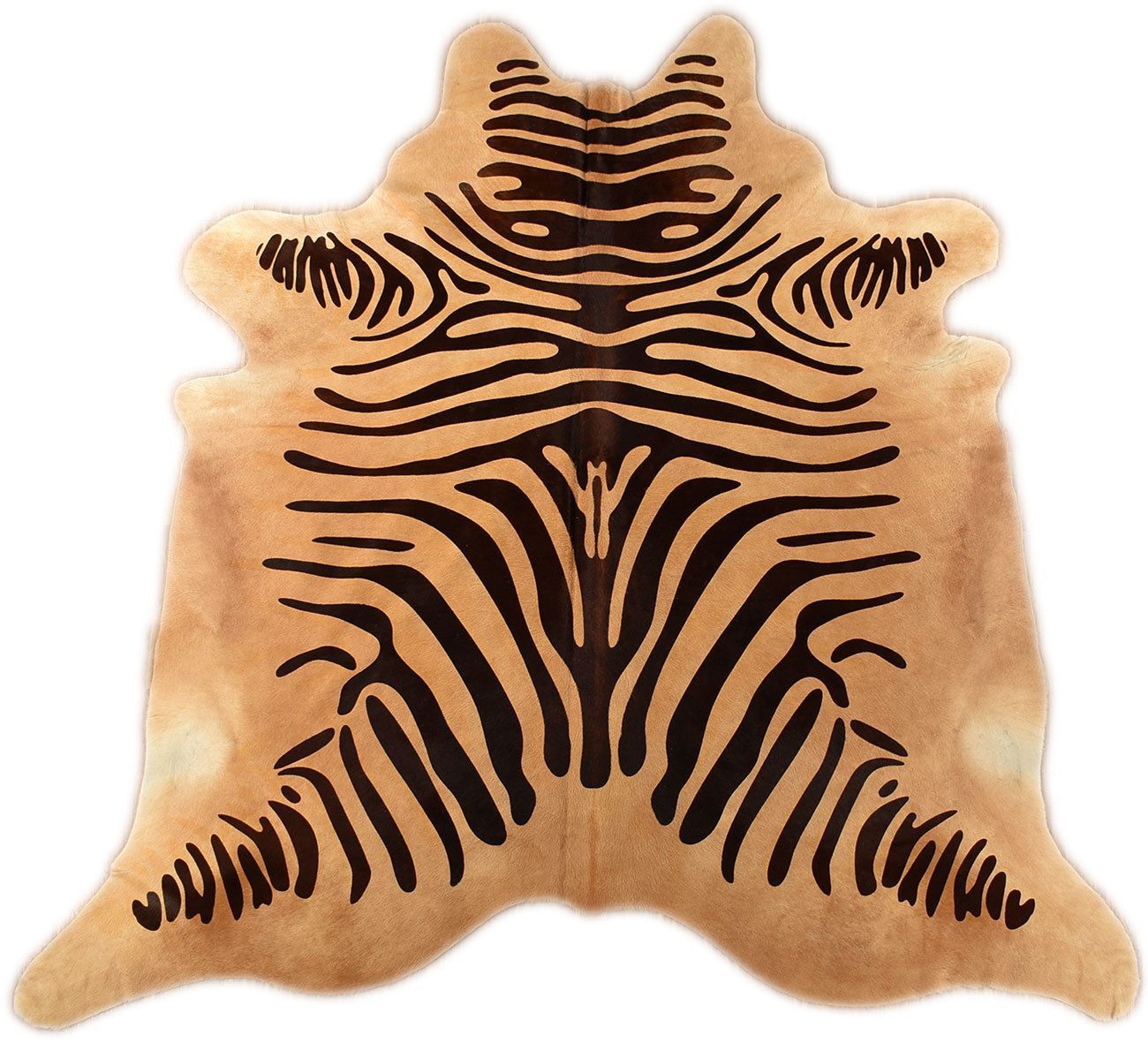 KUHFELL online & NOMAD Fellteppich Kuhfell creme weiß mit Zebra Print Rinder Fell Teppich – Bild 2 von 5