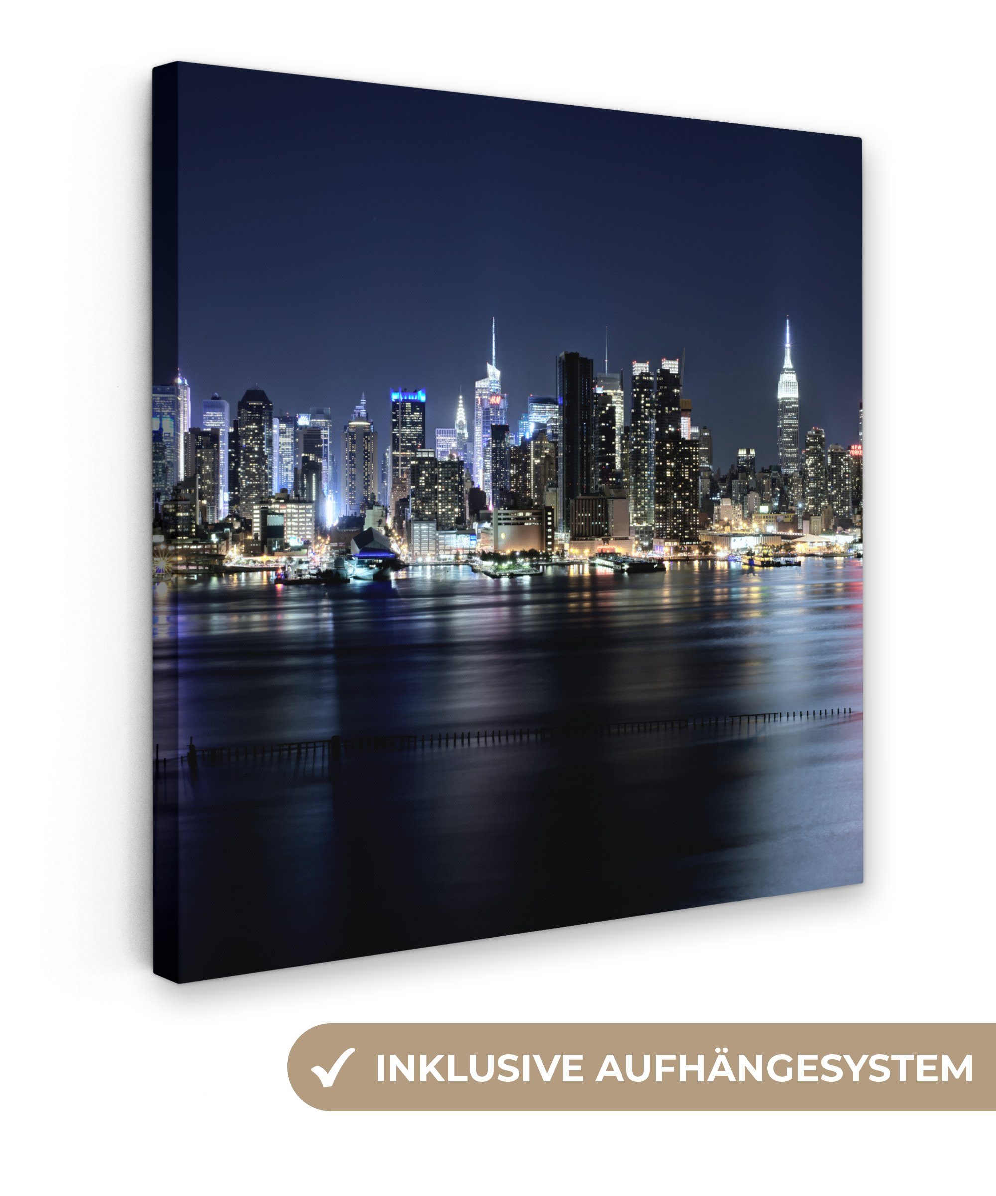 OneMillionCanvasses® Leinwandbild New York - Licht - Skyline, (1 St),  Leinwand Bilder für Wohnzimmer Schlafzimmer, 20x20 cm