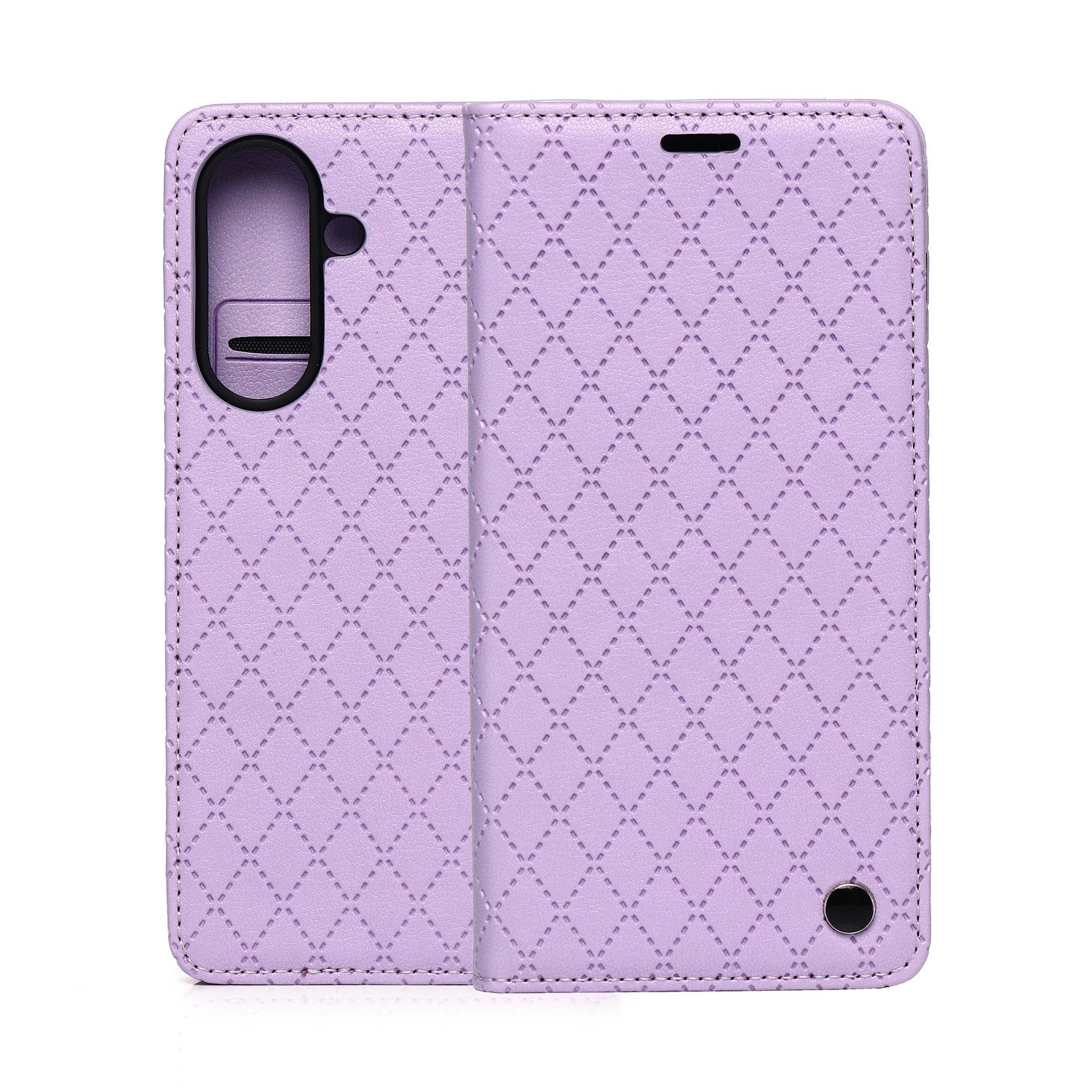 COFI 1453 Handyhülle Smart Caro kompatibel mit Apple iPhone 17 Violett Wallet Karomuster 6,3, Karomuster mit Kartenfach und Standfunktion