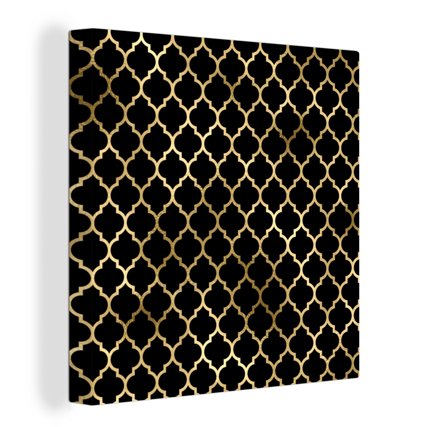 OneMillionCanvasses® Leinwandbild Schwarz, Gold Muster Leinwand Wohnzimmer Bilder Schlafzimmer - St), - (1 für