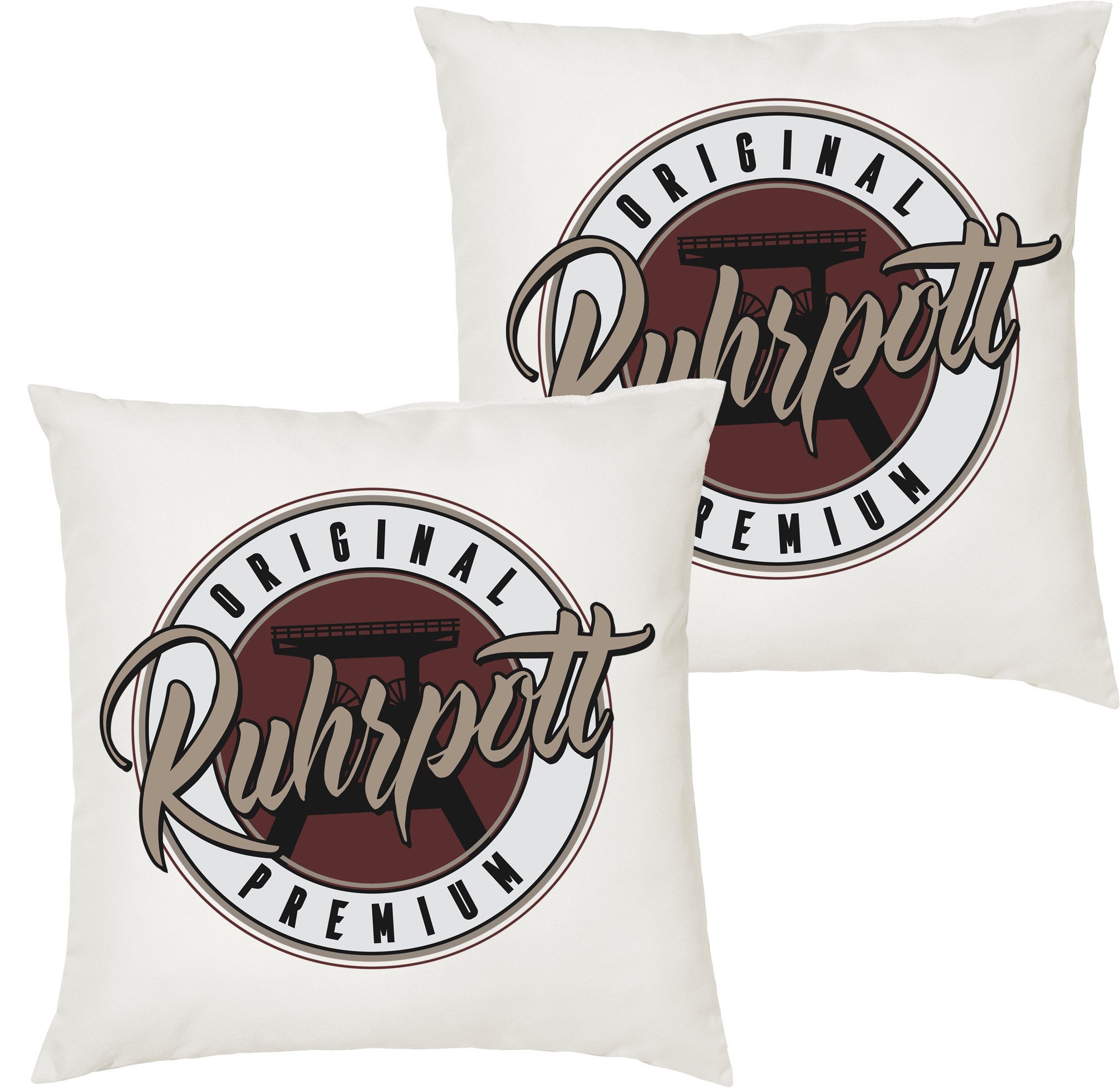 Blondie & Brownie Dekokissen Dekokissen Ruhrgebiet Förderturm Vintage Badge Wohnaccessoire, Dekokissen Ruhrpott Förderturm Revier