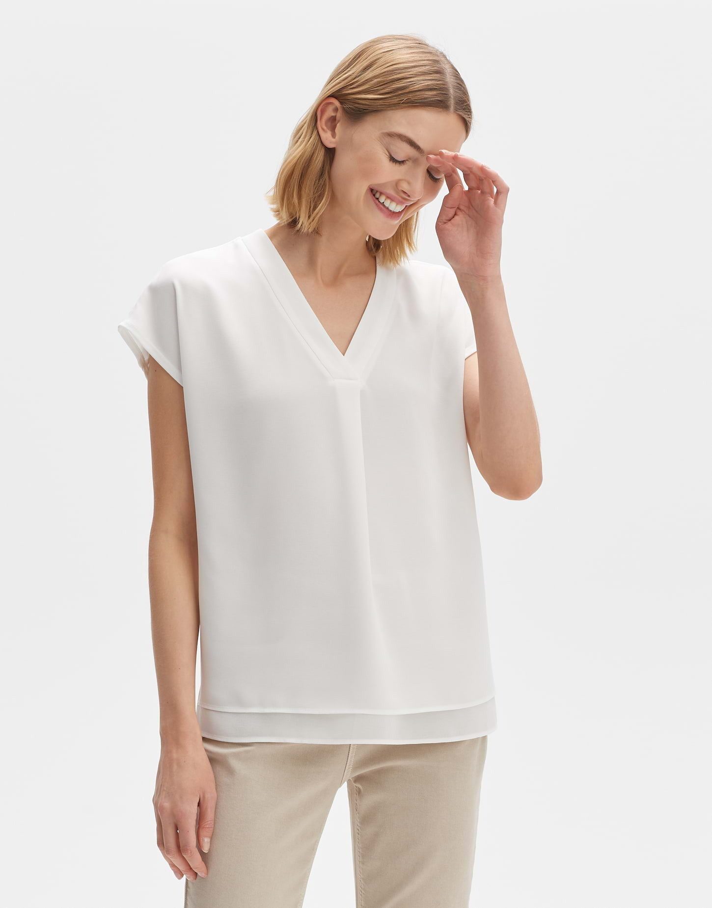 OPUS Shirtbluse Feliso lockere Passform Chiffon in der Front