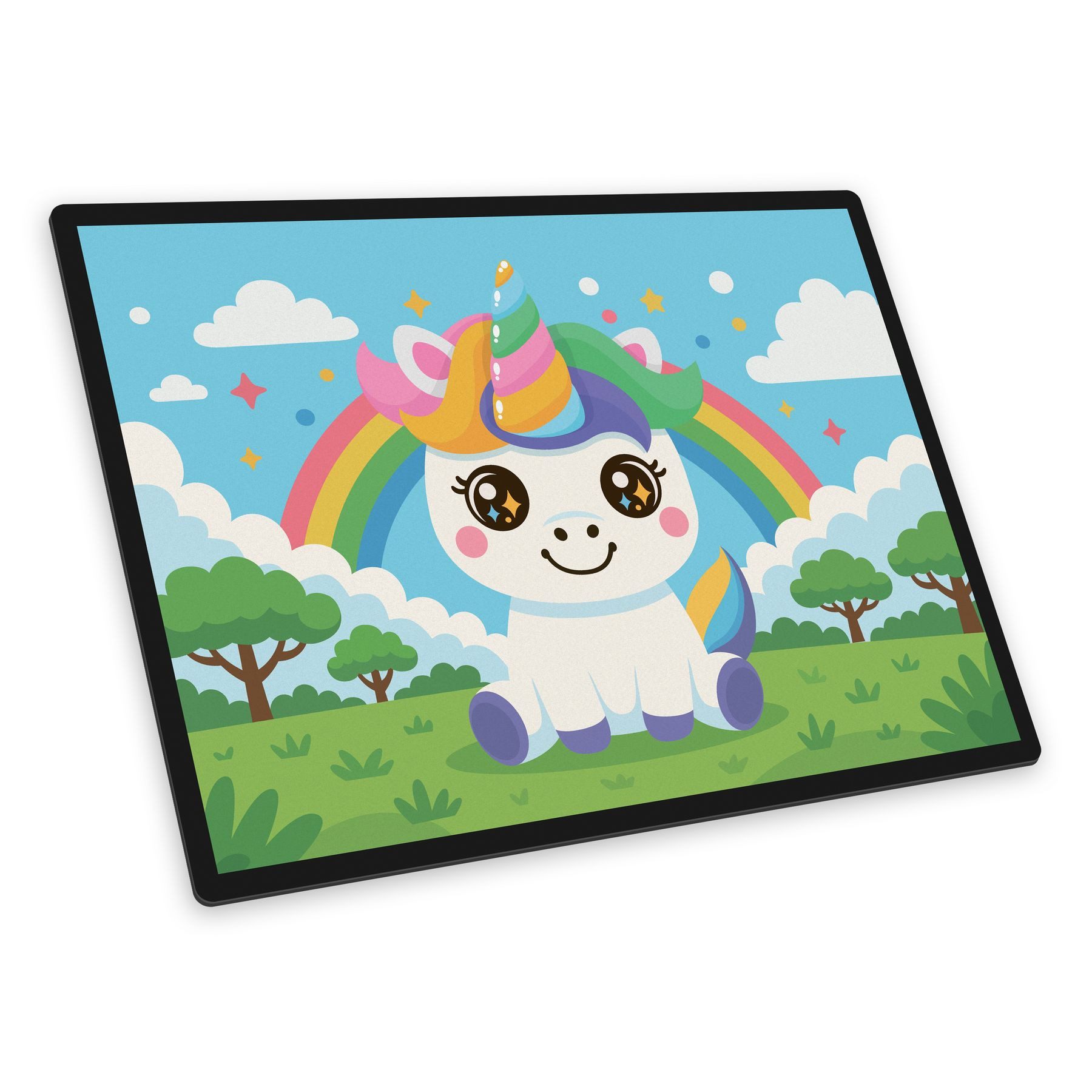 itenga Schreibtischunterlage itenga Schreibunterlage V1 Motiv EINHORN im Kawaii Design