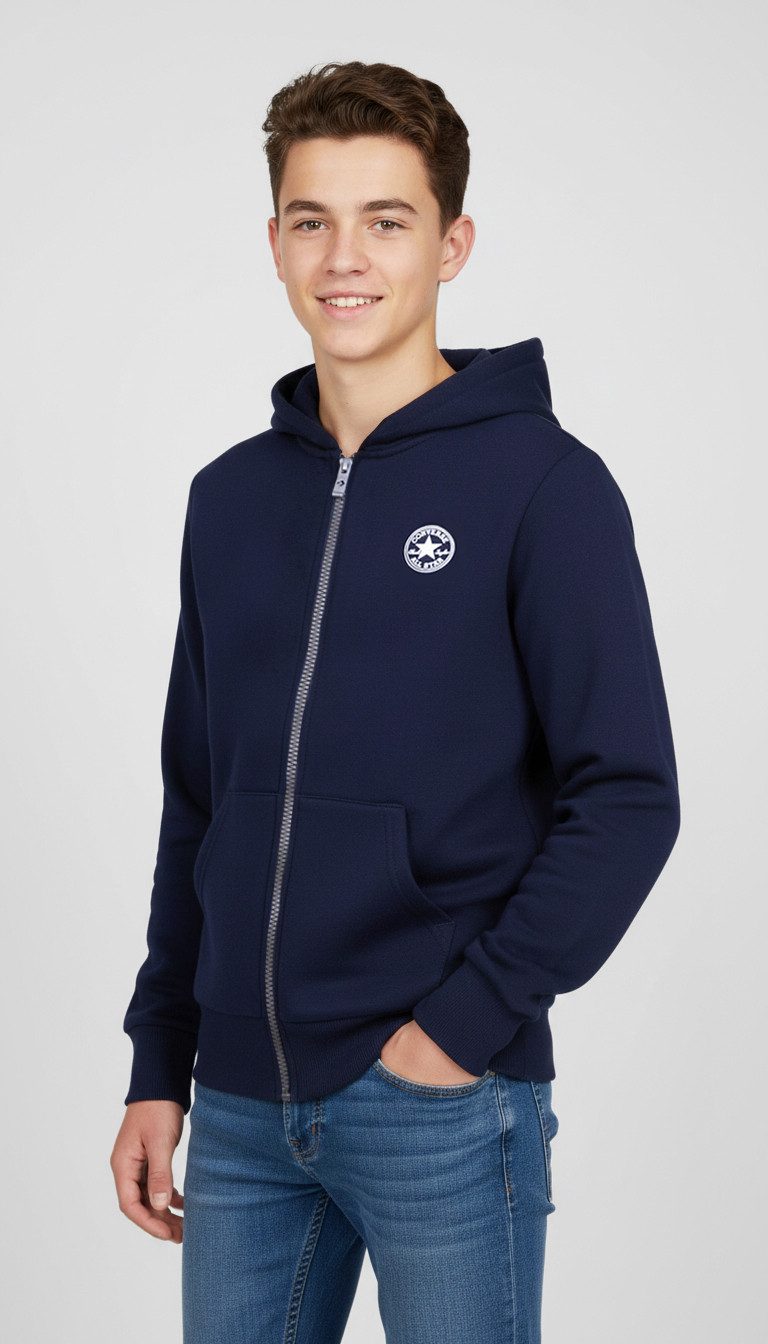 Converse Kapuzensweatjacke CNVB FLEECE CTP CHEST CORE FZ mit farblich passender Fütterung, aus elastischem Material
