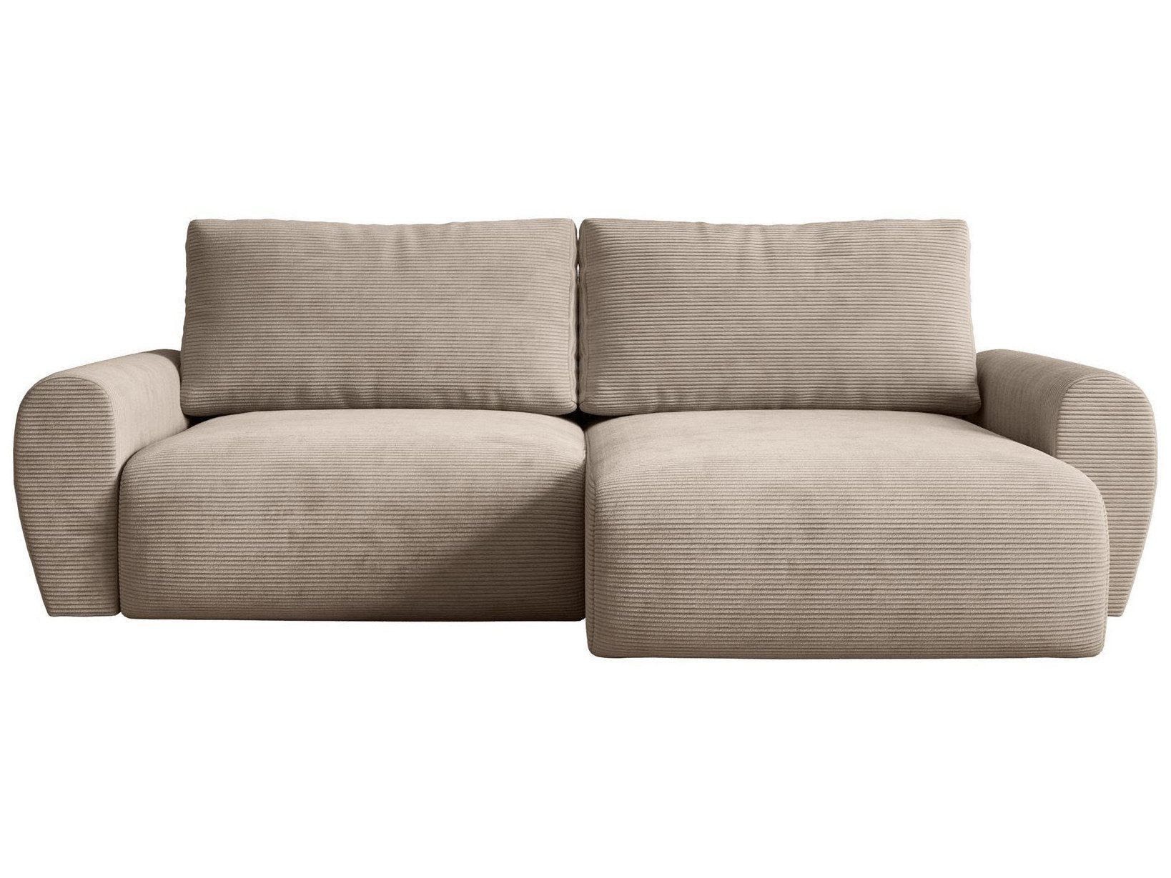Beautysofa Ecksofa POSS mit Schlaffunktion, Liegefläche: 135 x 204 cm, universelle Ottomane, Bettkasten