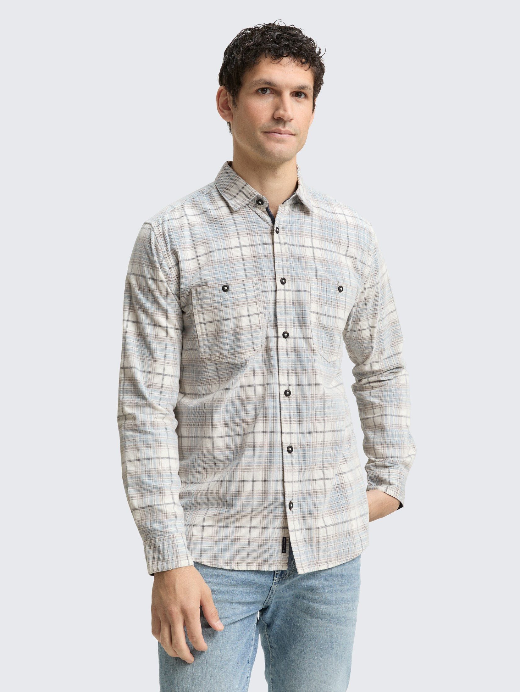 TOM TAILOR Langarmhemd Blusen & Shirts Regular Fit Cordhemd mit Karomuster günstig online kaufen