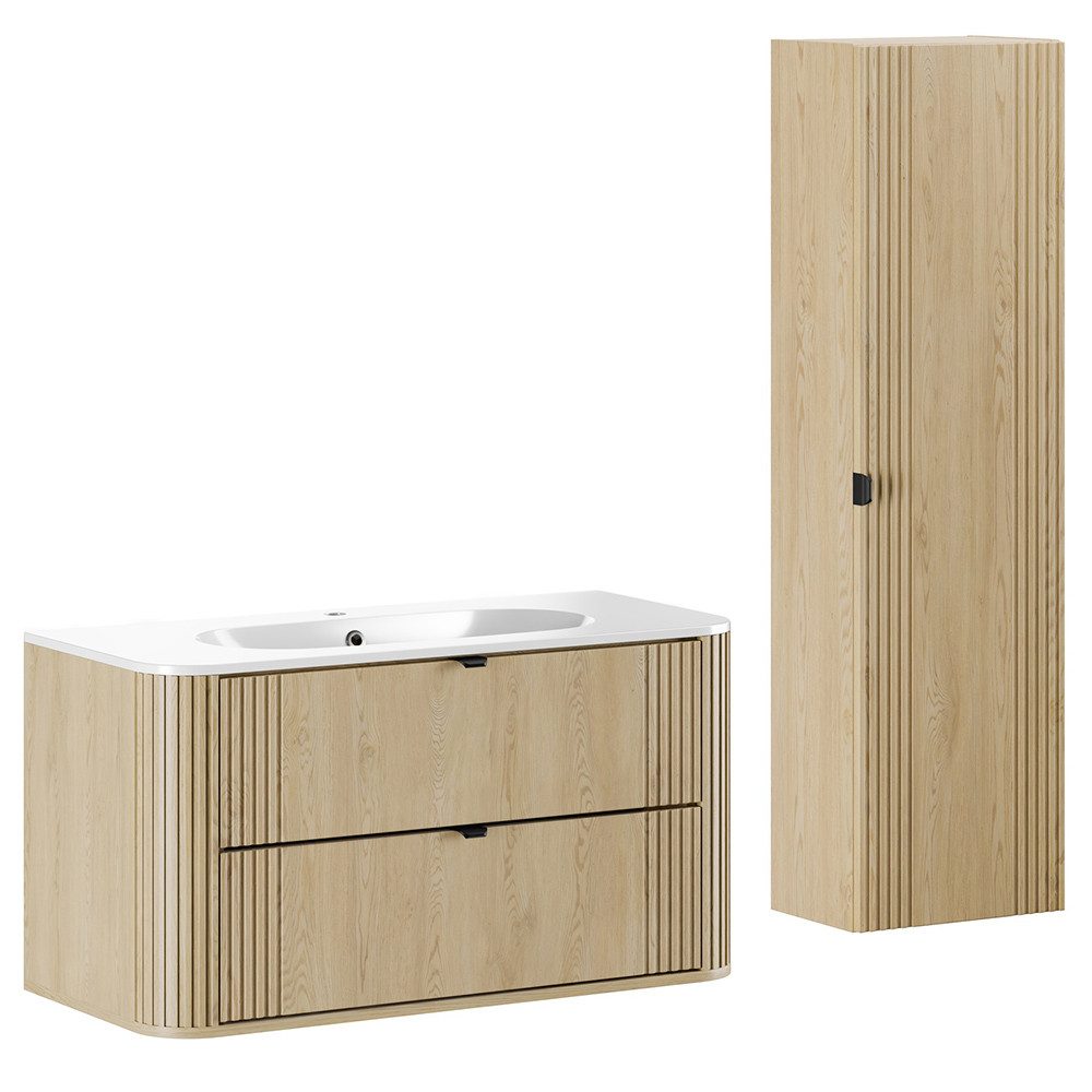 Lomadox Badmöbel-Set OLIVA-56, (Spar-Set, 2-St., Waschtisch Keramik Waschbe günstig online kaufen