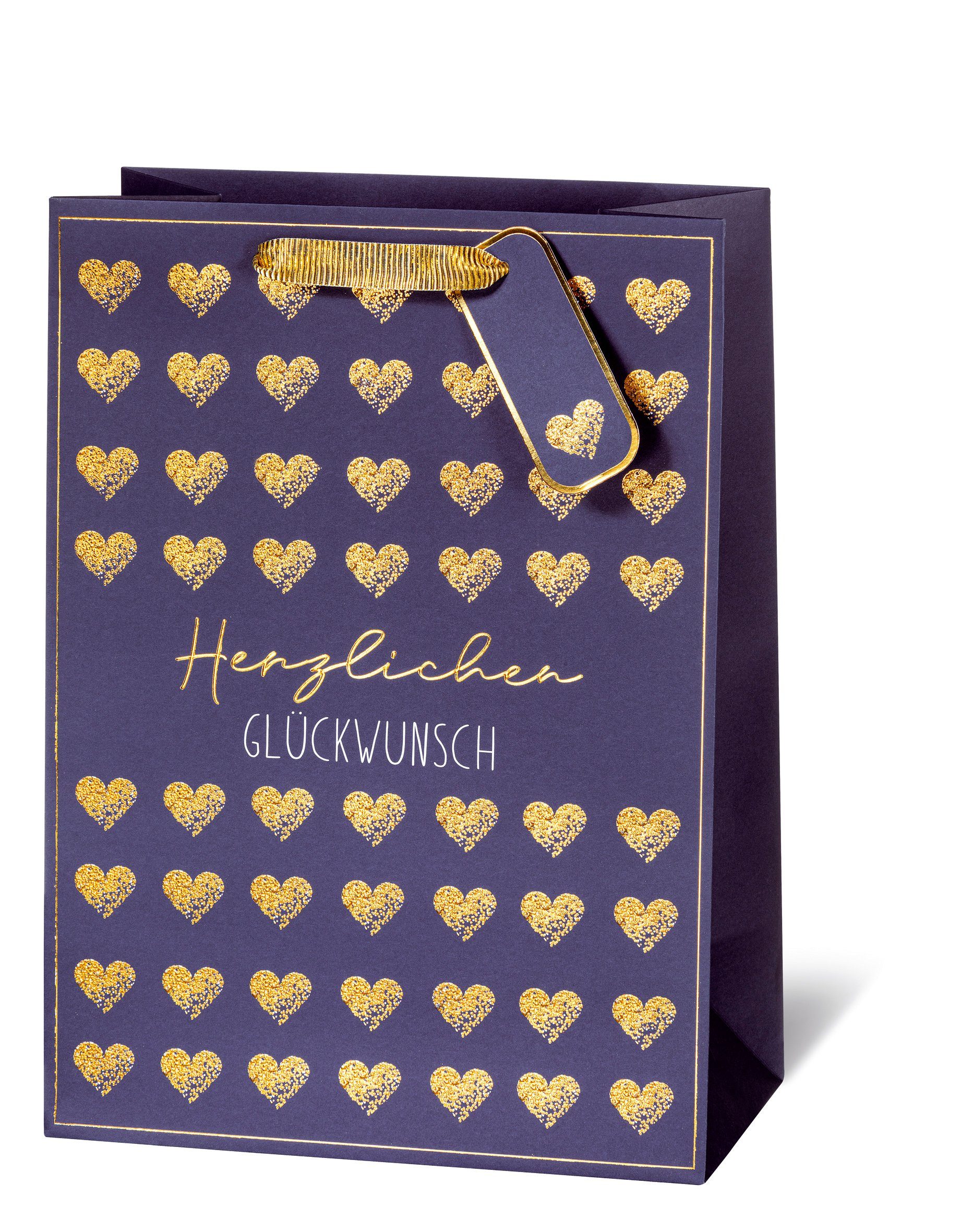 BSB Grußkarten Geschenktasche - Groß Format - A4 - 36x26x14 cm - Elegant hearts