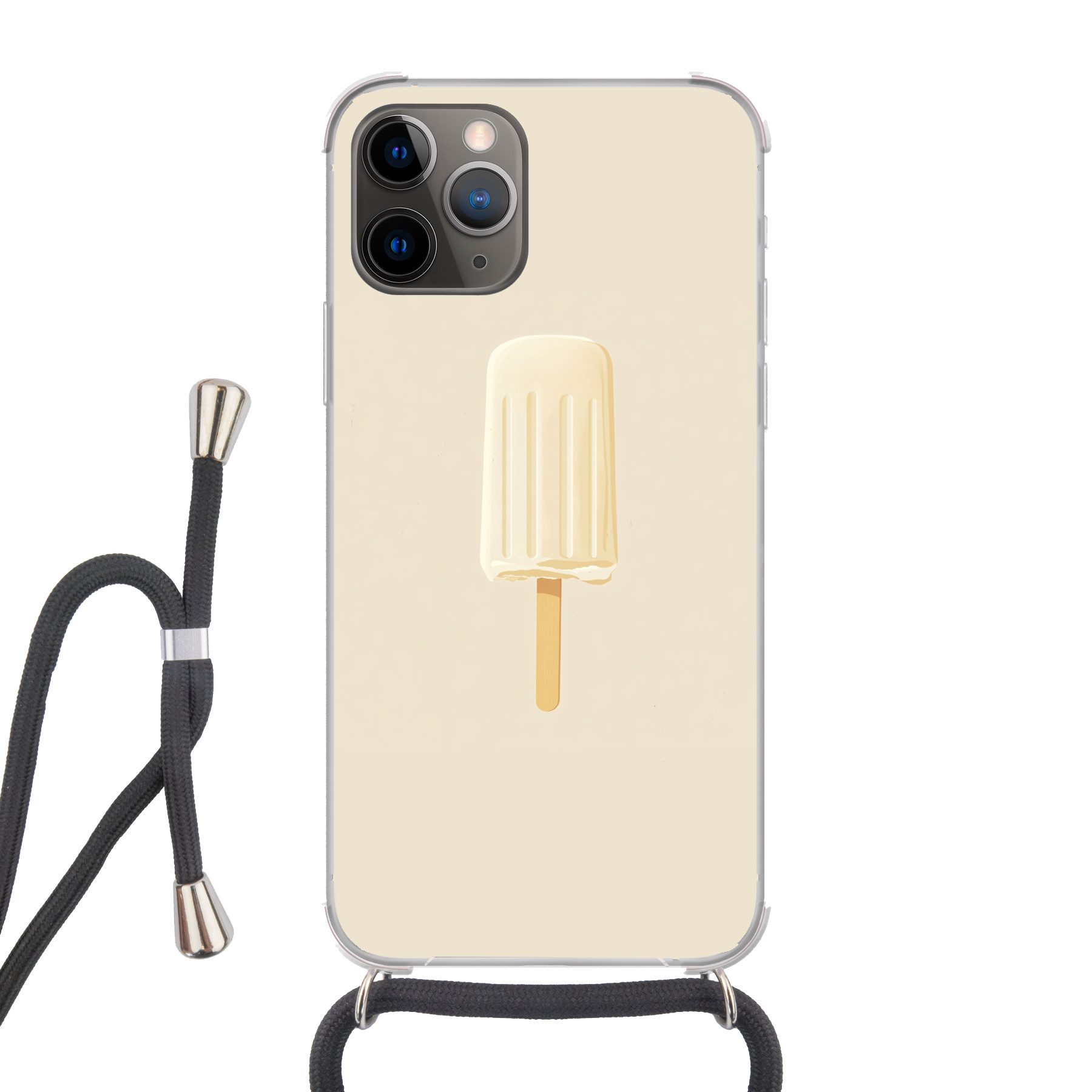 MuchoWow Handyhülle für Apple iPhone 13 Pro Minimalistisch - Wassereis - Stick - Beige, Tragbare Handyhüllen mit Kette zum umhängen, Handykette Handyband