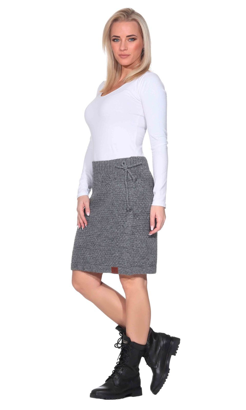 KUNST UND MAGIE Strickrock Klassischer Boho Strickrock Rock Winter Wolle