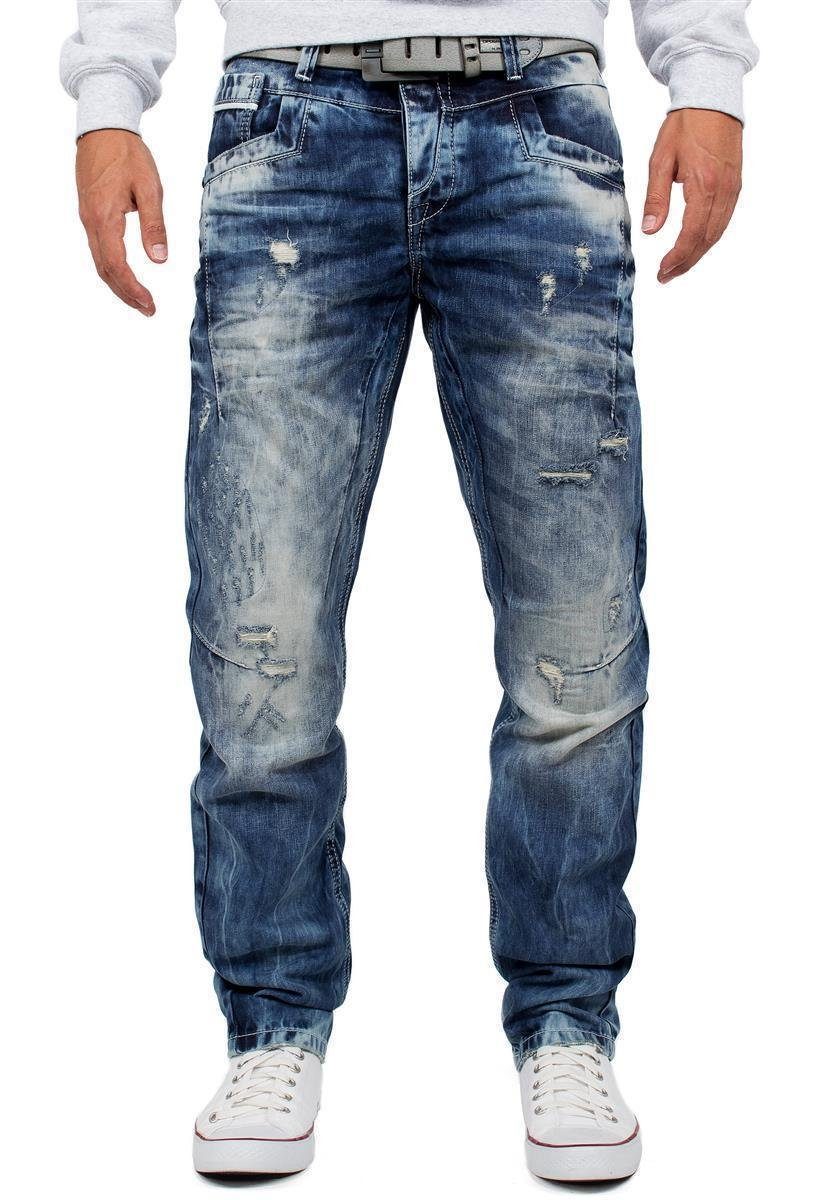 Cipo Hose Effekten Blau Baxx BA-CD104 Blau mit & Freizeit Destroyed-Jeans Destroyed