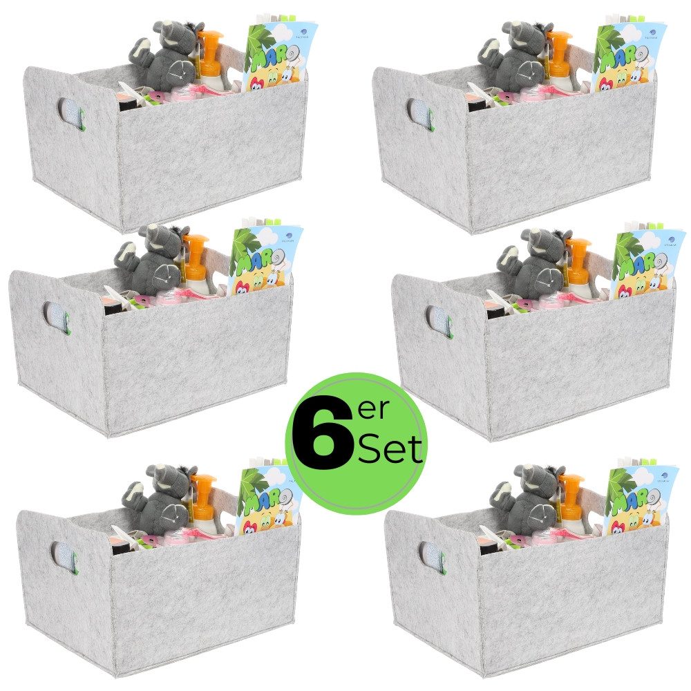 Aufbewahrungsbox 6x Aufbewahrungsbox faltbar Stoff Box Aufbewahrungskorb Filzkorb